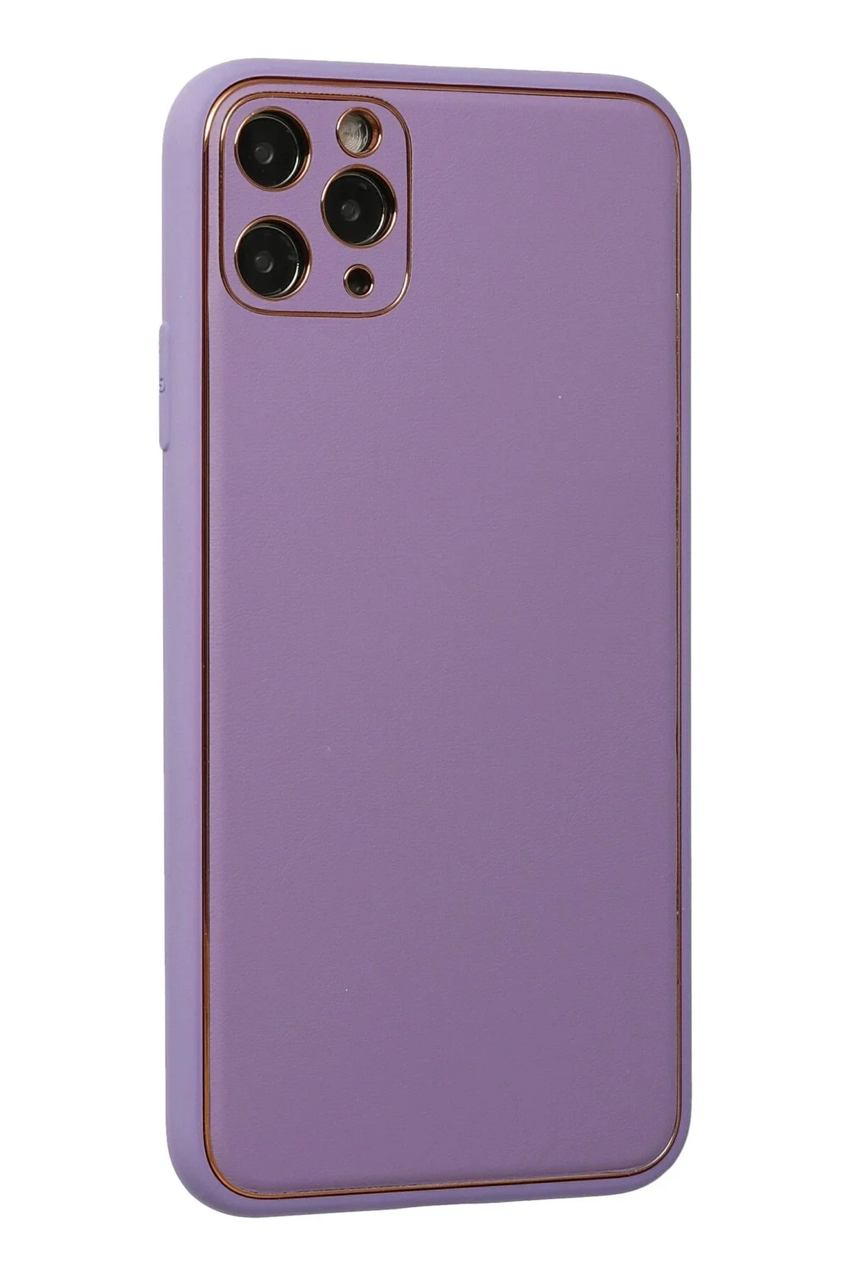Newface İphone 11 Pro Max Kılıf Coco Deri Silikon Kapak - Lila
