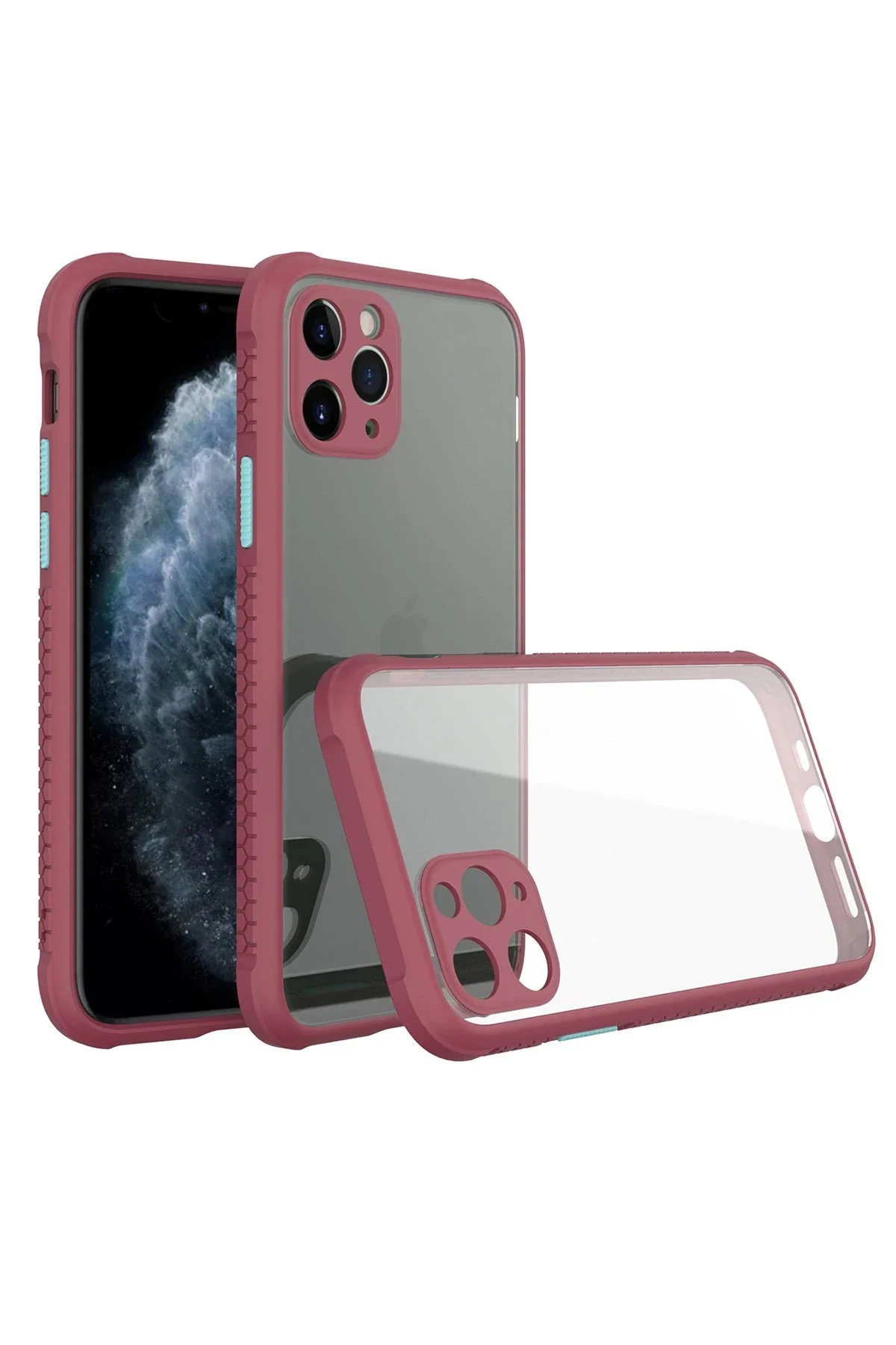 Newface İphone 11 Pro Max Kılıf Miami Şeffaf Silikon - Fuşya