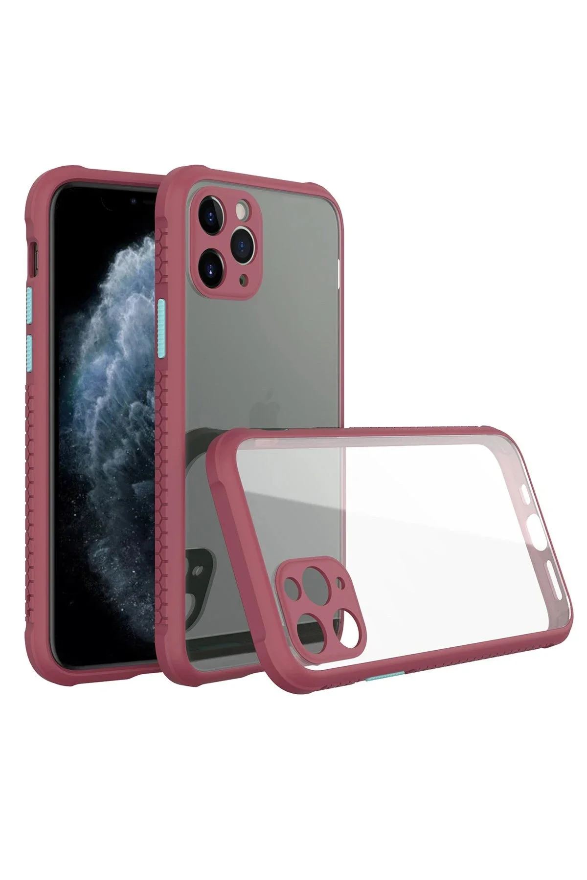 Newface İphone 11 Pro Kılıf Miami Şeffaf Silikon - Fuşya