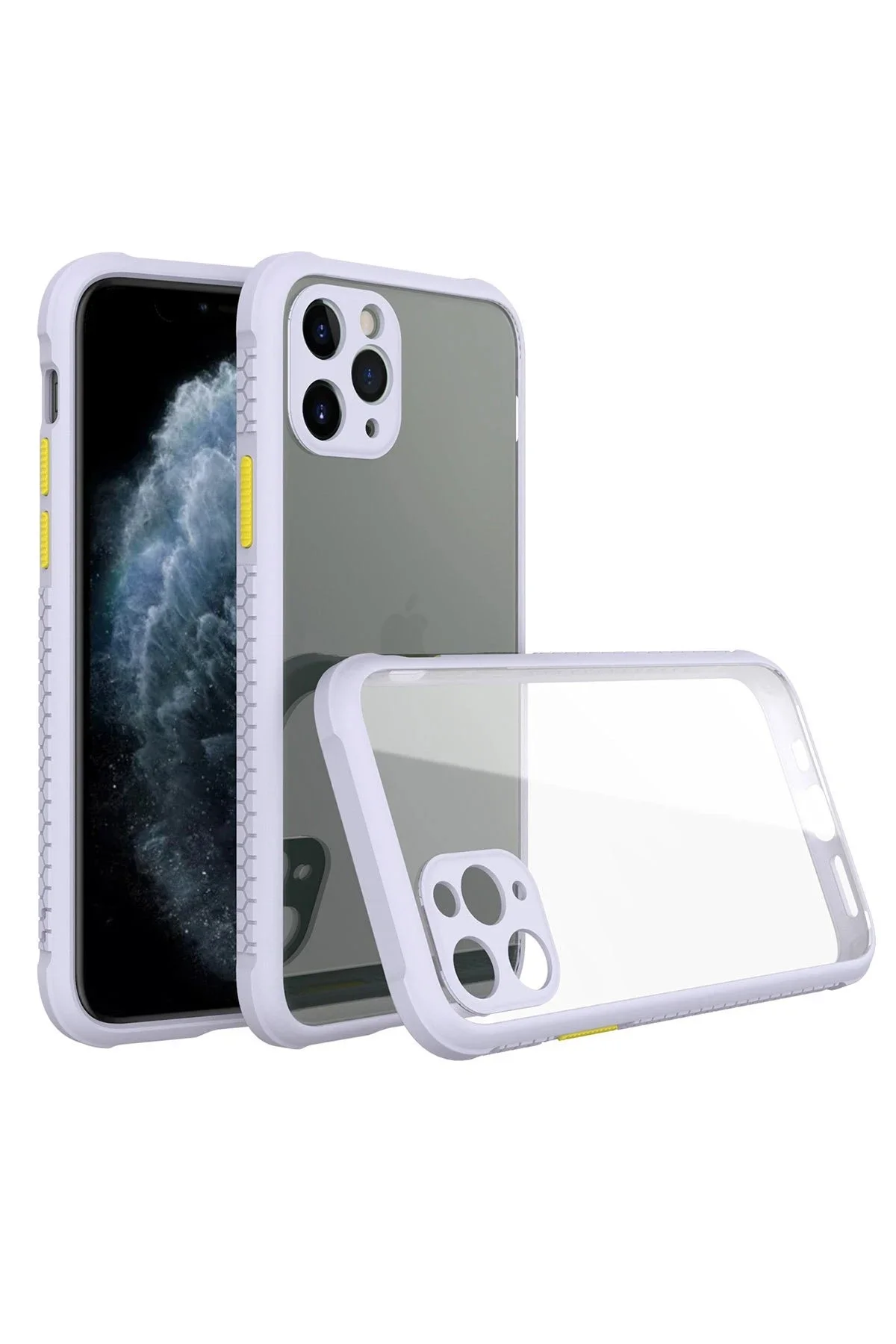 Newface İphone 11 Pro Kılıf Miami Şeffaf Silikon - Lila