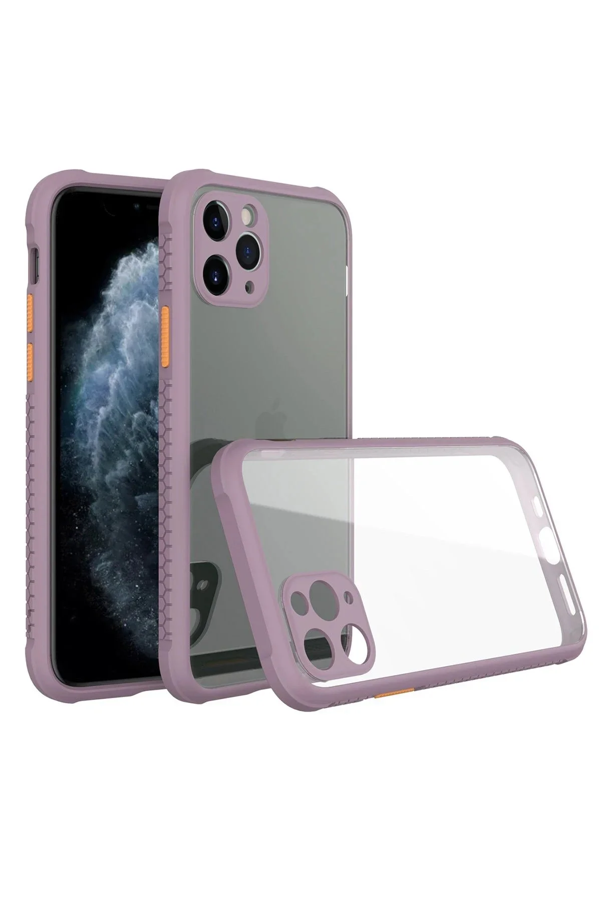Newface İphone 11 Pro Max Kılıf Miami Şeffaf Silikon - Açık Mor