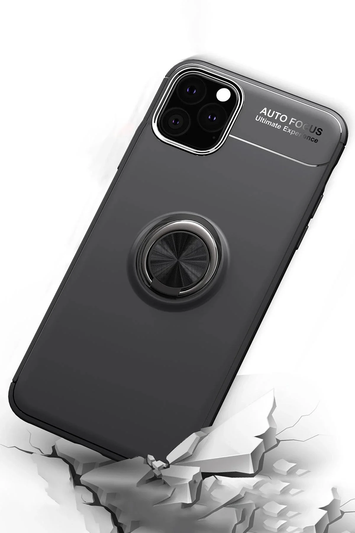 Newface İphone 11 Pro Kılıf Range Yüzüklü Silikon - Siyah