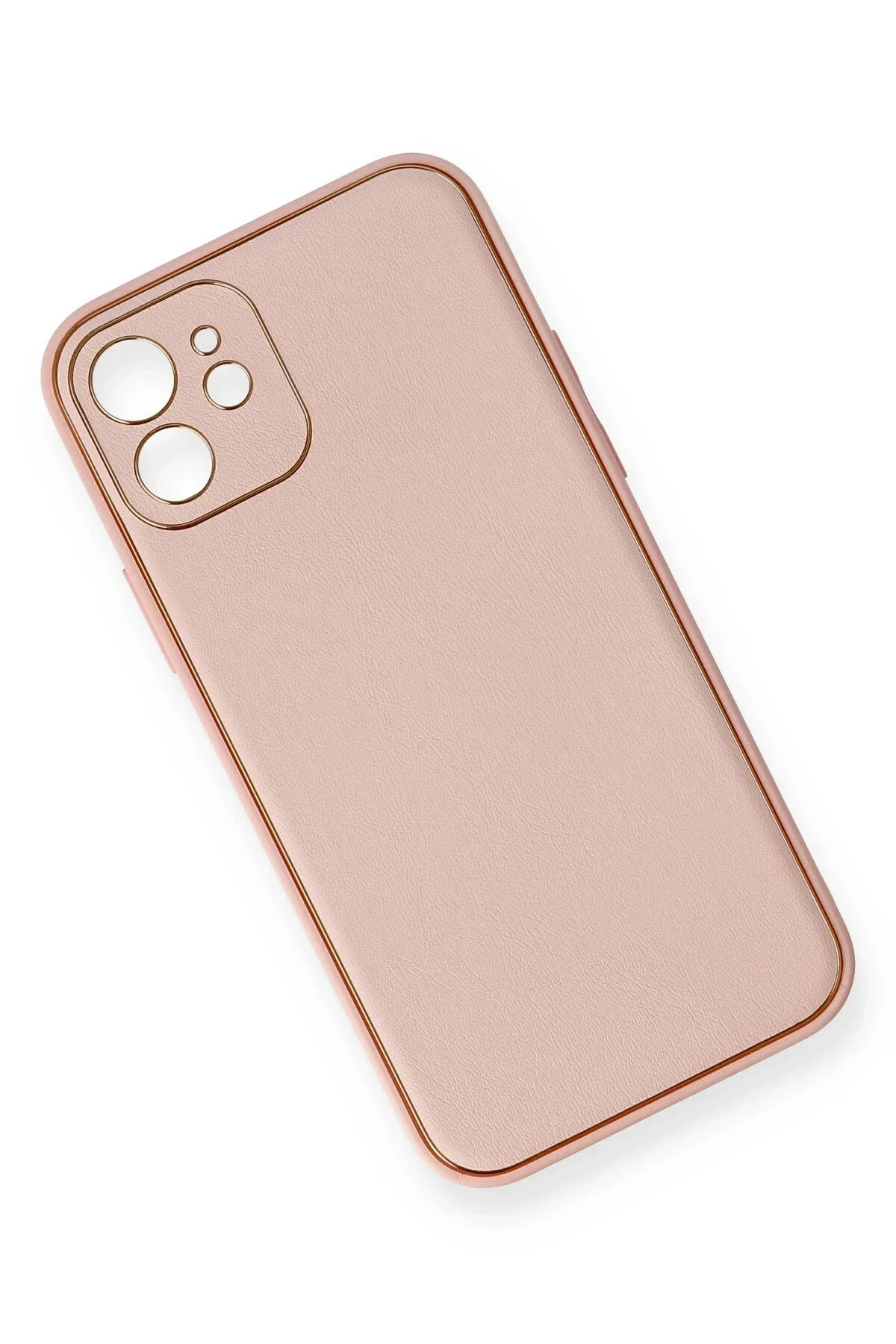 Newface İphone 12 Kılıf Coco Deri Silikon Kapak - Pembe