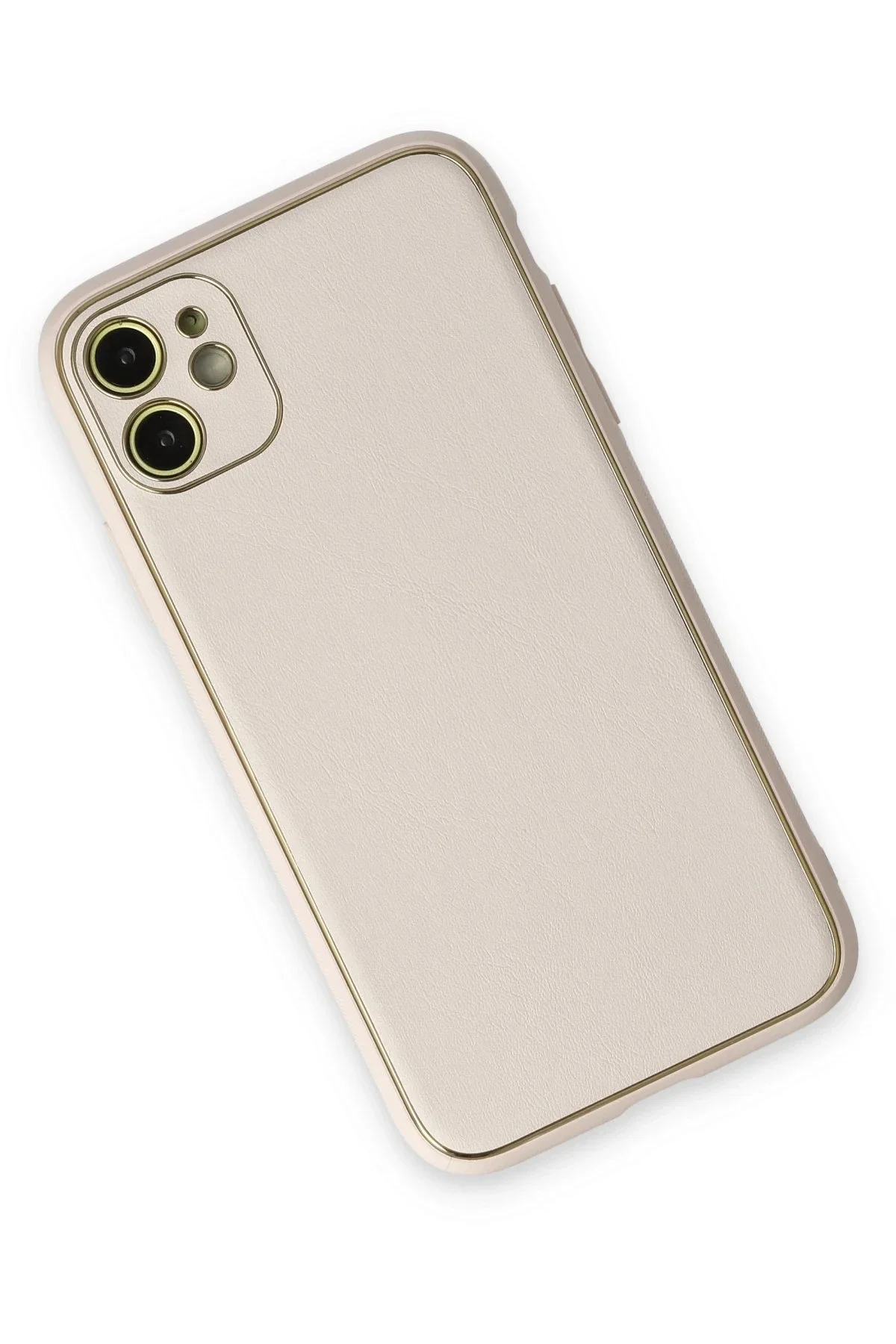 Newface İphone 12 Kılıf Coco Deri Silikon Kapak - Beyaz