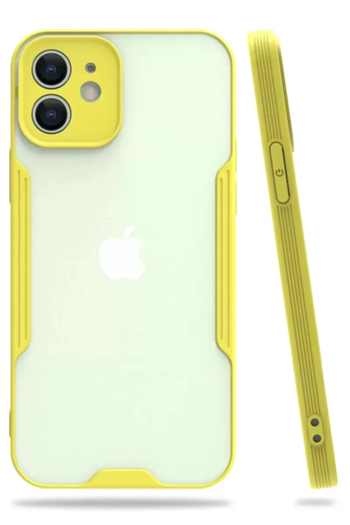Newface İphone 12 Kılıf Platin Silikon - Sarı