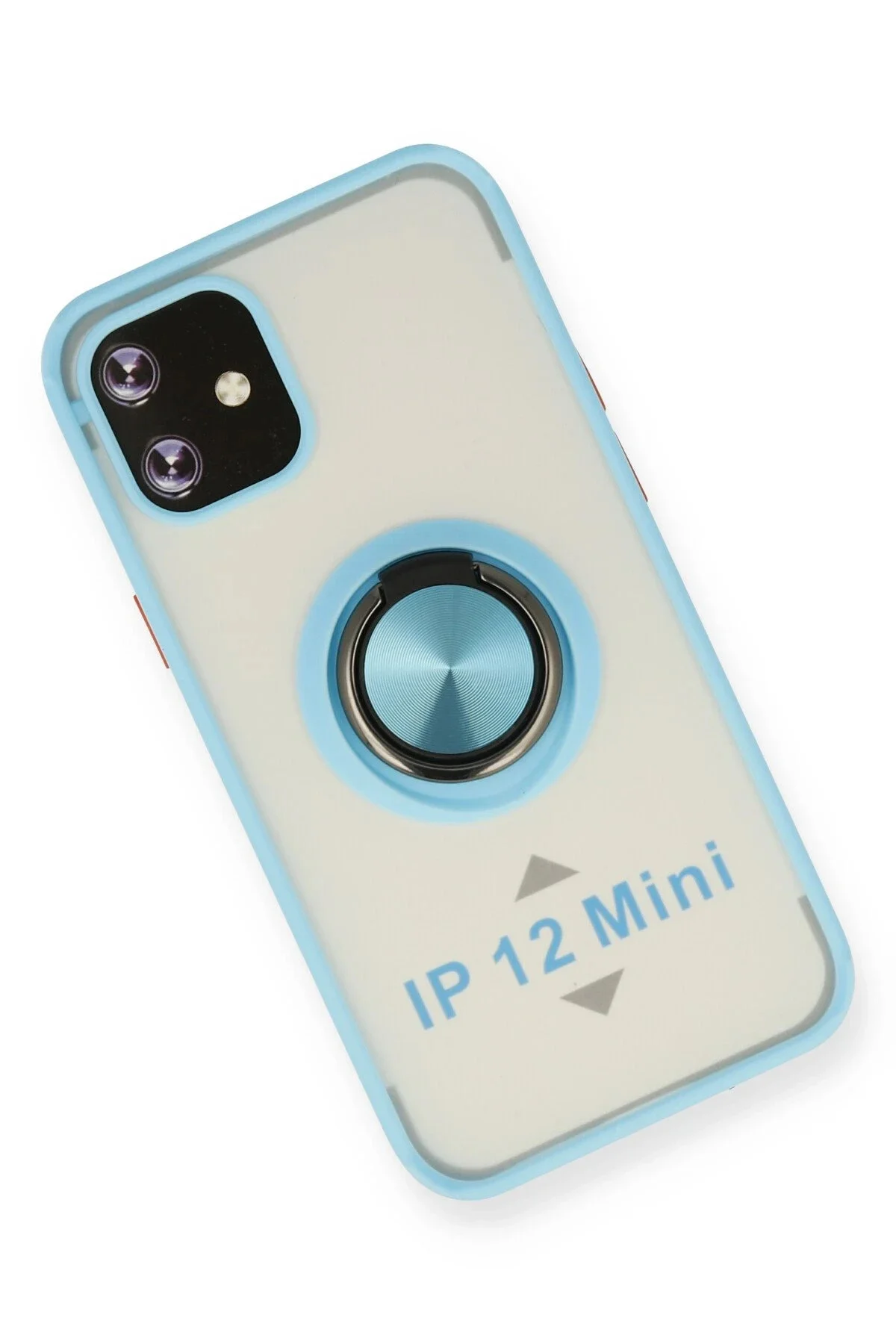 Newface İphone 12 Kılıf Montreal Yüzüklü Silikon Kapak - Buz Mavi