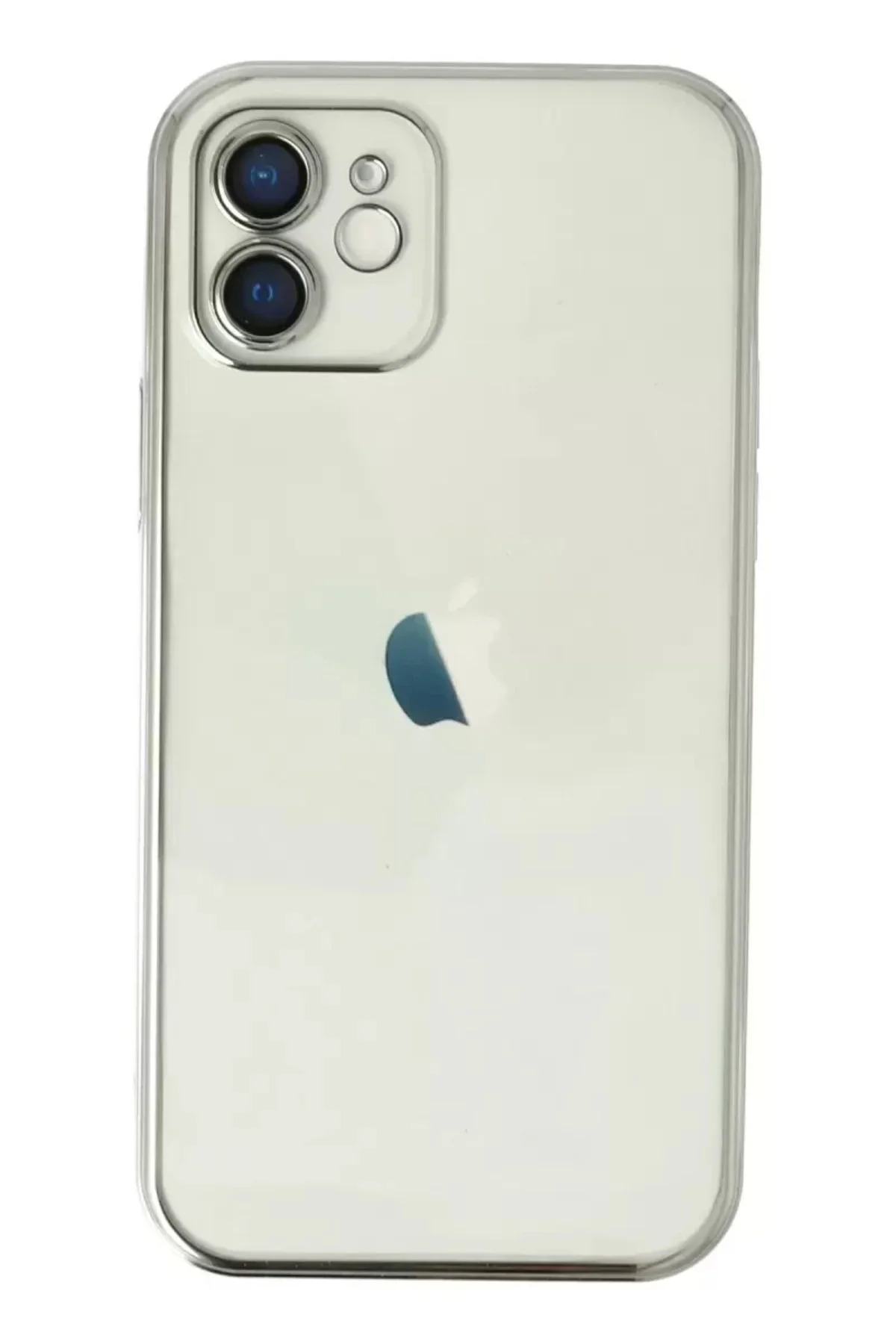 Newface İphone 12 Kılıf Razer Lensli Silikon - Gümüş
