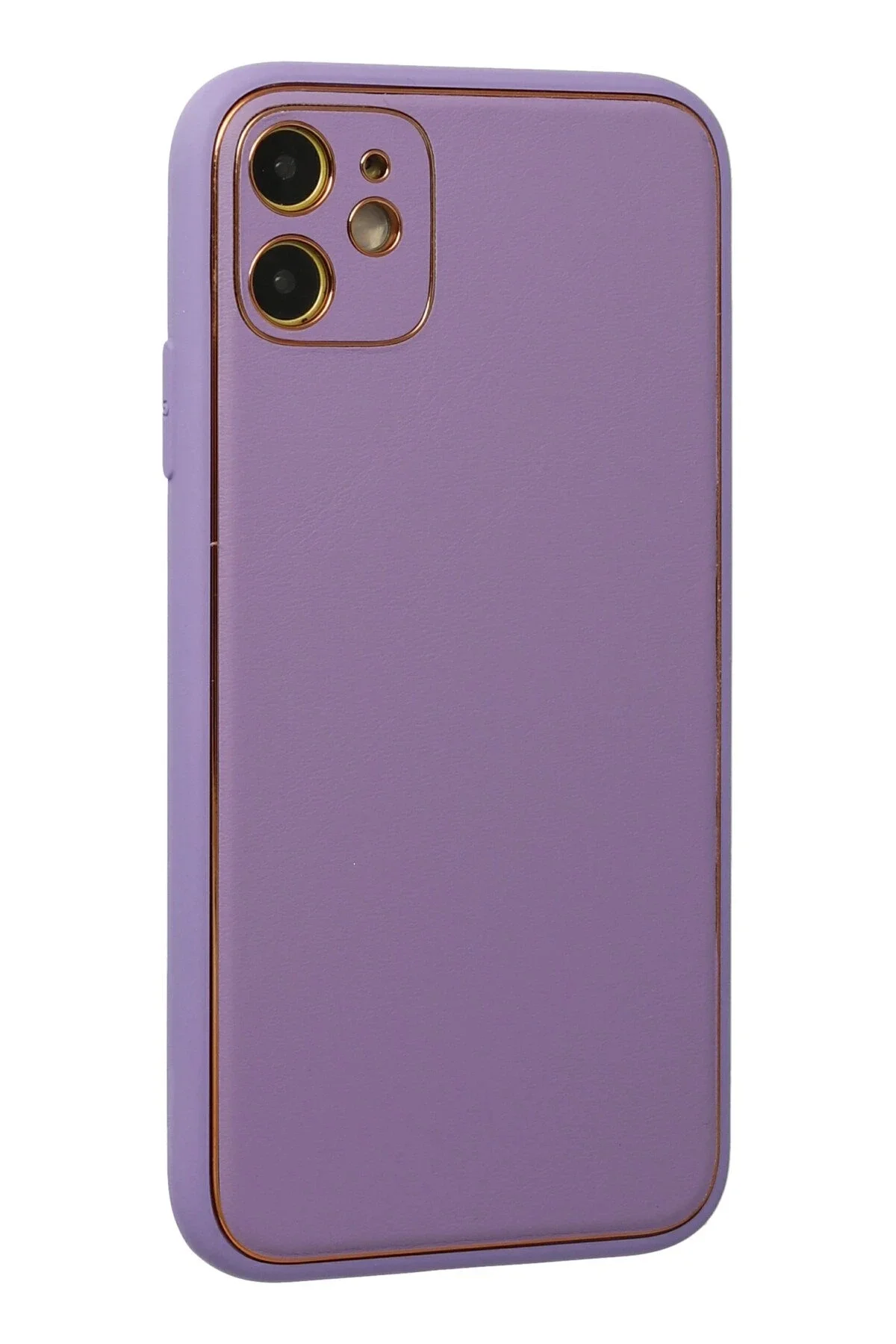 Newface İphone 12 Kılıf Coco Deri Silikon Kapak - Lila