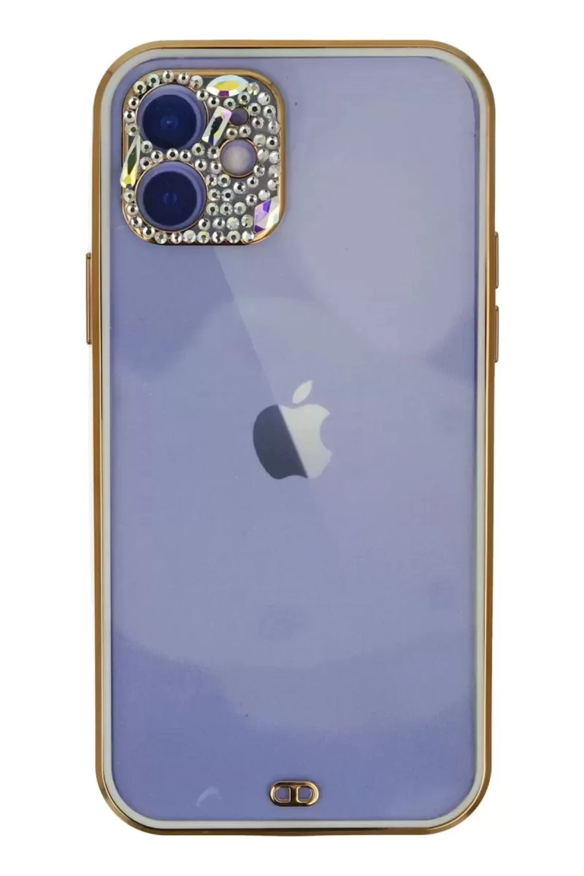Newface İphone 12 Kılıf Liva Taşlı Silikon - Beyaz