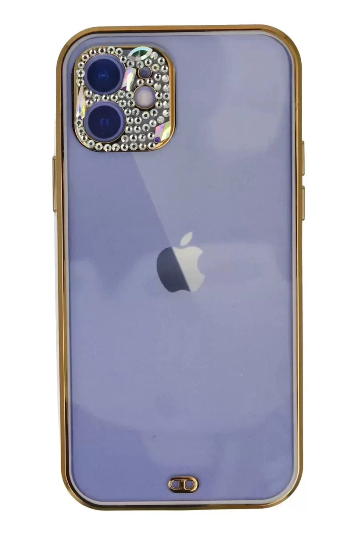 Newface İphone 12 Kılıf Liva Taşlı Silikon - Mor