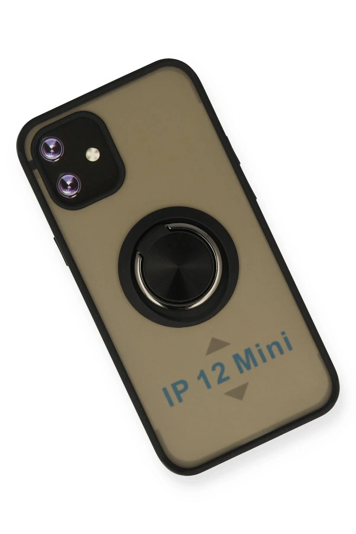 Newface İphone 12 Mini Kılıf Montreal Yüzüklü Silikon Kapak - Siy