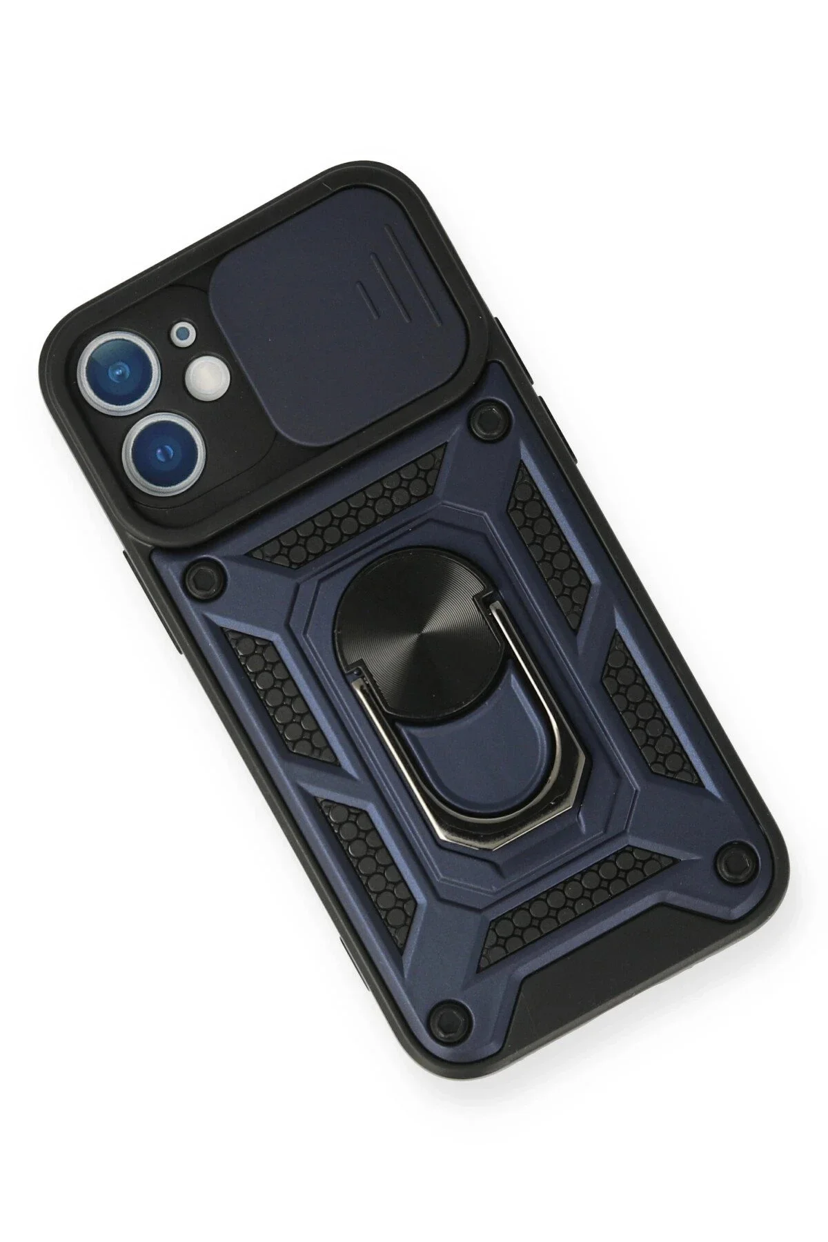 Newface İphone 12 Mini Kılıf Pars Lens Yüzüklü Silikon - Lacivert