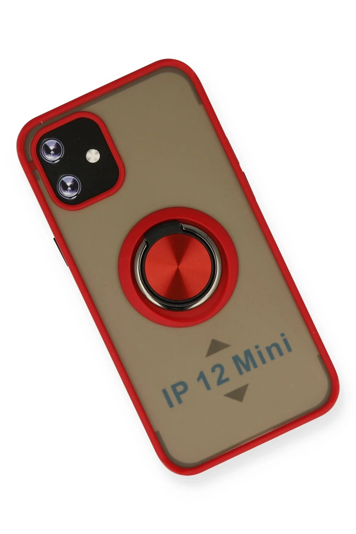 Newface İphone 12 Mini Kılıf Montreal Yüzüklü Silikon Kapak - Kırmızı