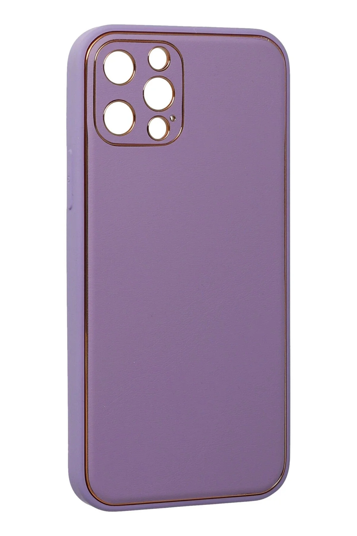 Newface İphone 12 Pro Kılıf Coco Deri Silikon Kapak - Lila