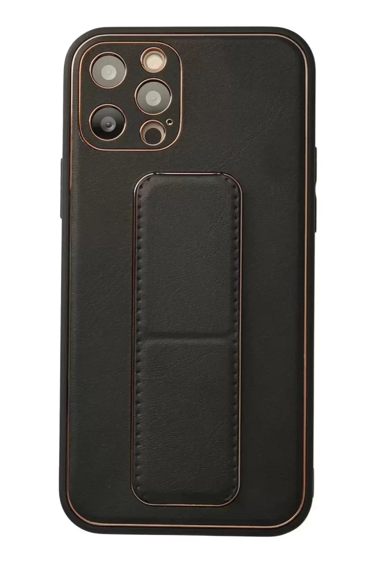 Newface İphone 12 Pro Kılıf Coco Deri Standlı Kapak - Siyah