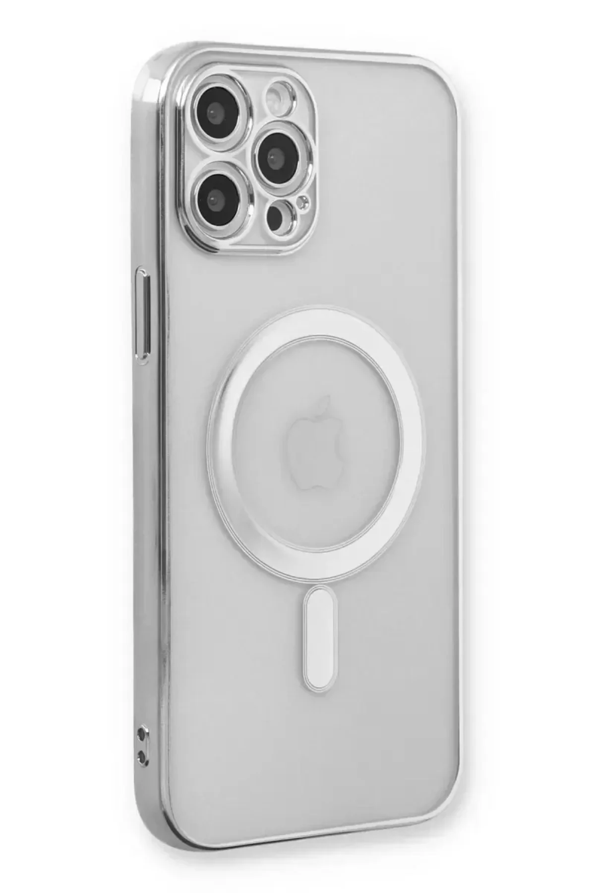 Newface İphone 12 Pro Kılıf Magneticsafe Lazer Silikon - Gümüş