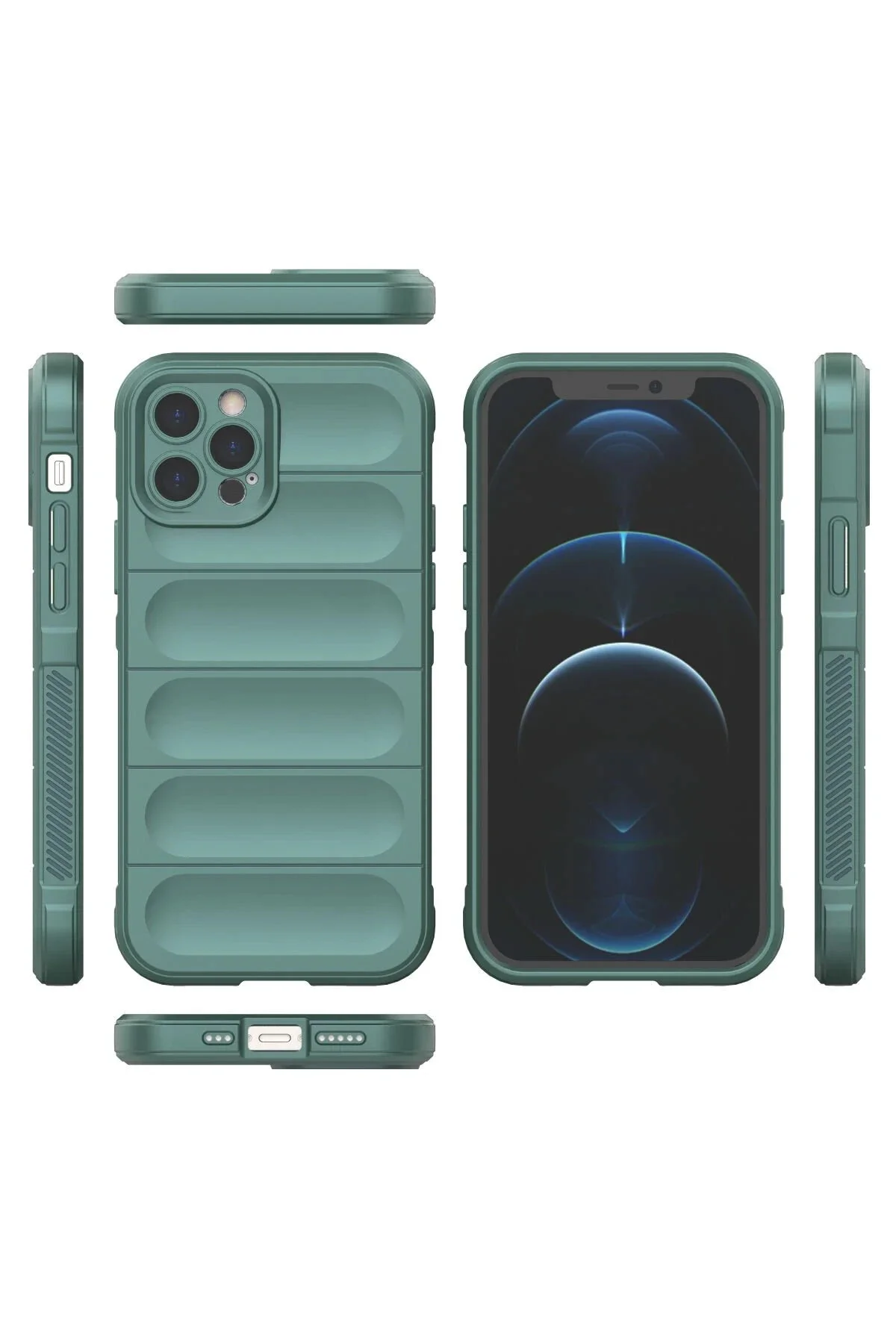 Newface İphone 12 Pro Kılıf Optimum Silikon - Koyu Yeşil
