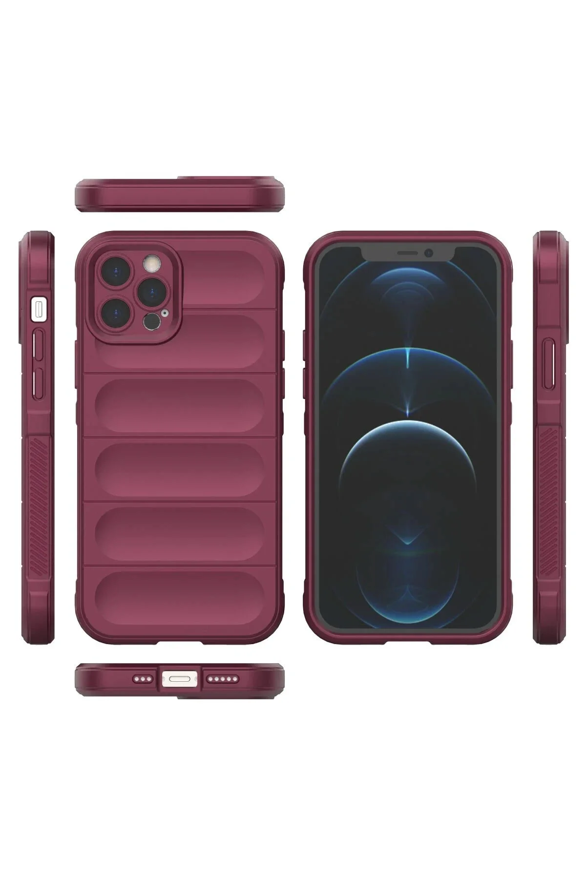 Newface İphone 12 Pro Kılıf Optimum Silikon - Bordo