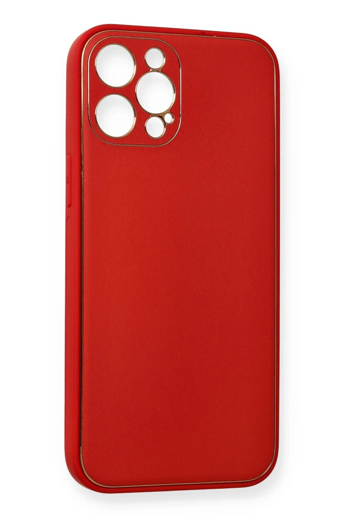Newface İphone 12 Pro Kılıf Coco Deri Silikon Kapak - Kırmızı