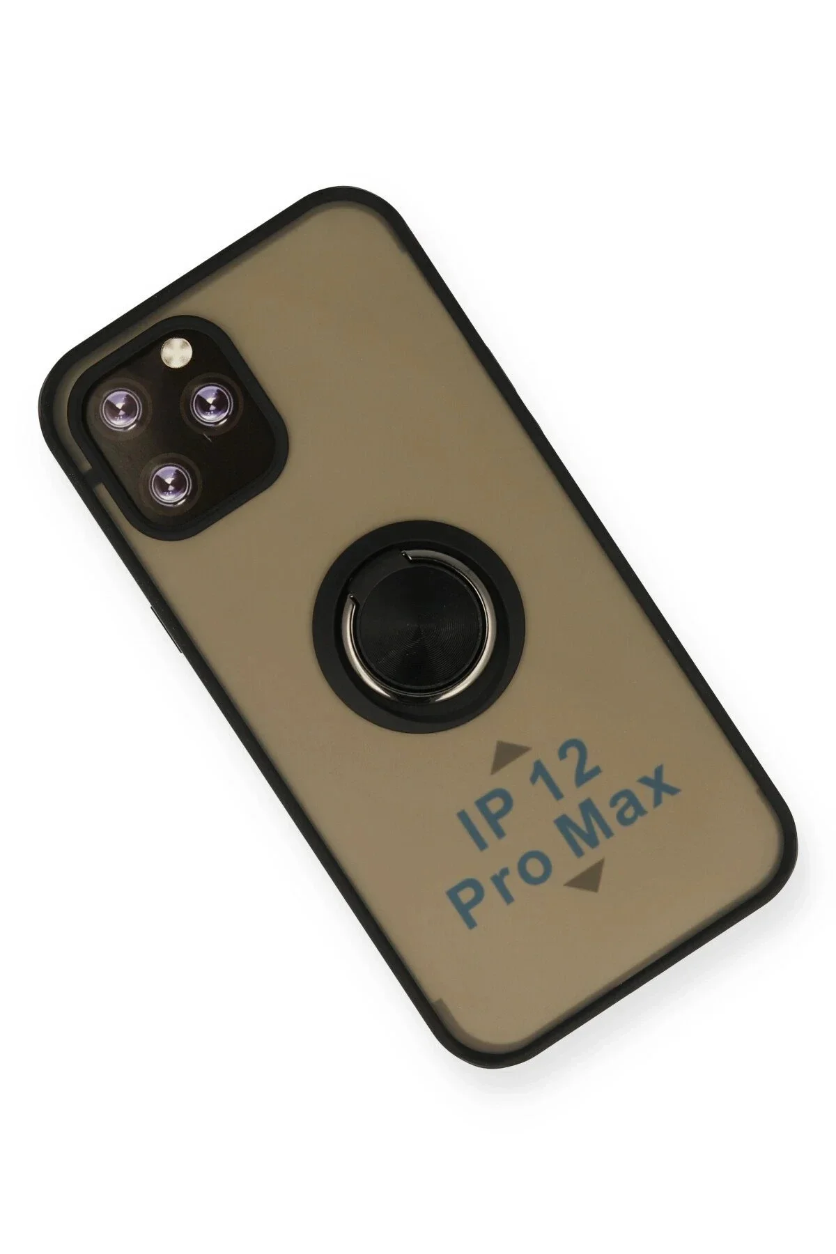 Newface İphone 12 Pro Kılıf Montreal Yüzüklü Silikon Kapak - Siya