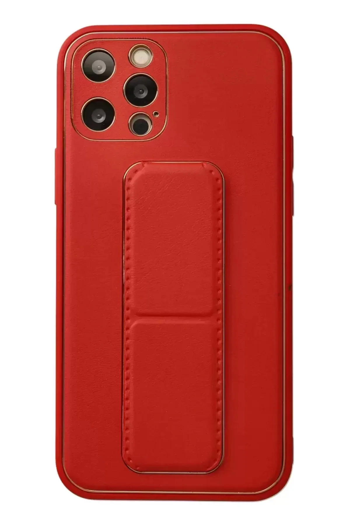 Newface İphone 12 Pro Kılıf Coco Deri Standlı Kapak - Kırmızı