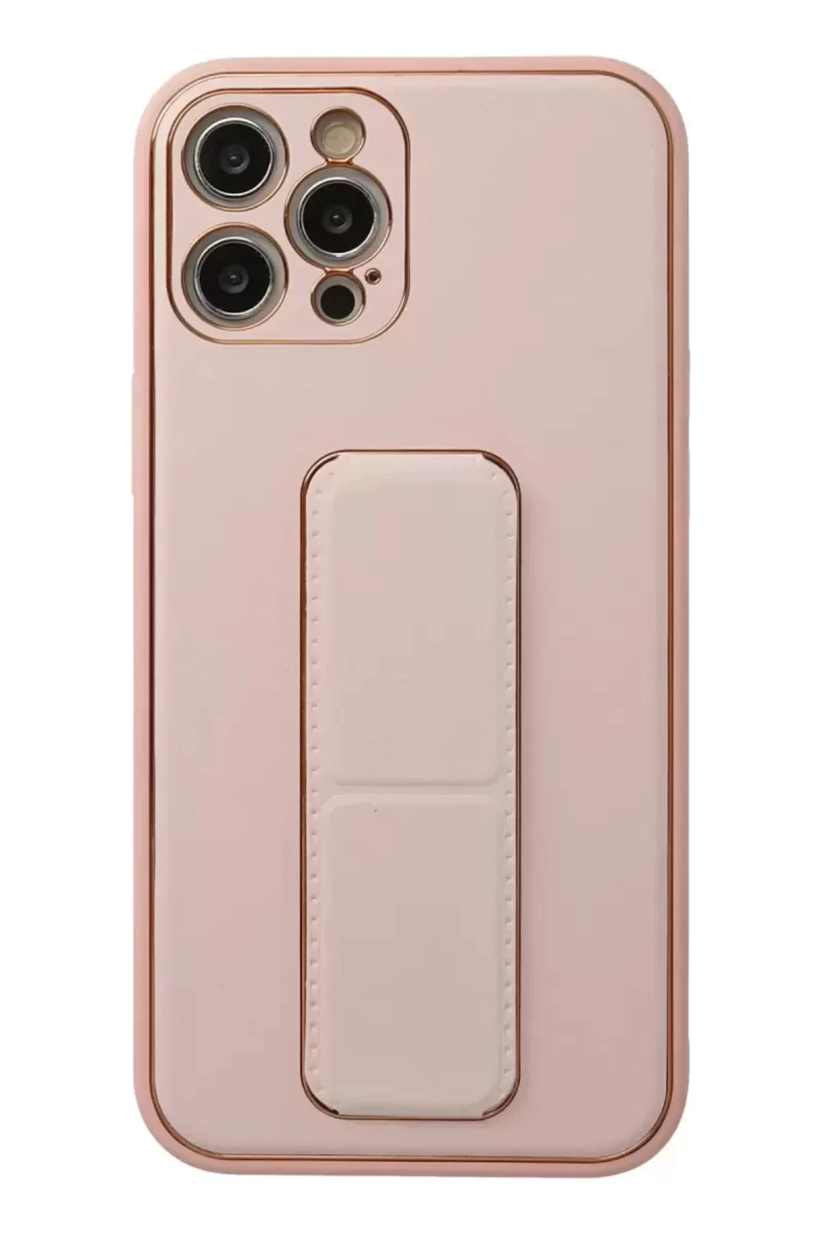 Newface İphone 12 Pro Kılıf Coco Deri Standlı Kapak - Pembe