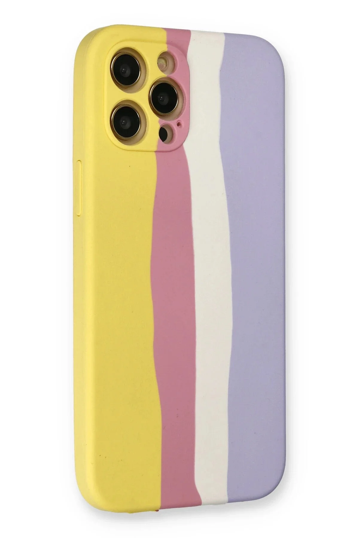 Newface İphone 12 Pro Max Kılıf Ebruli Lansman Silikon - Sarı-mav
