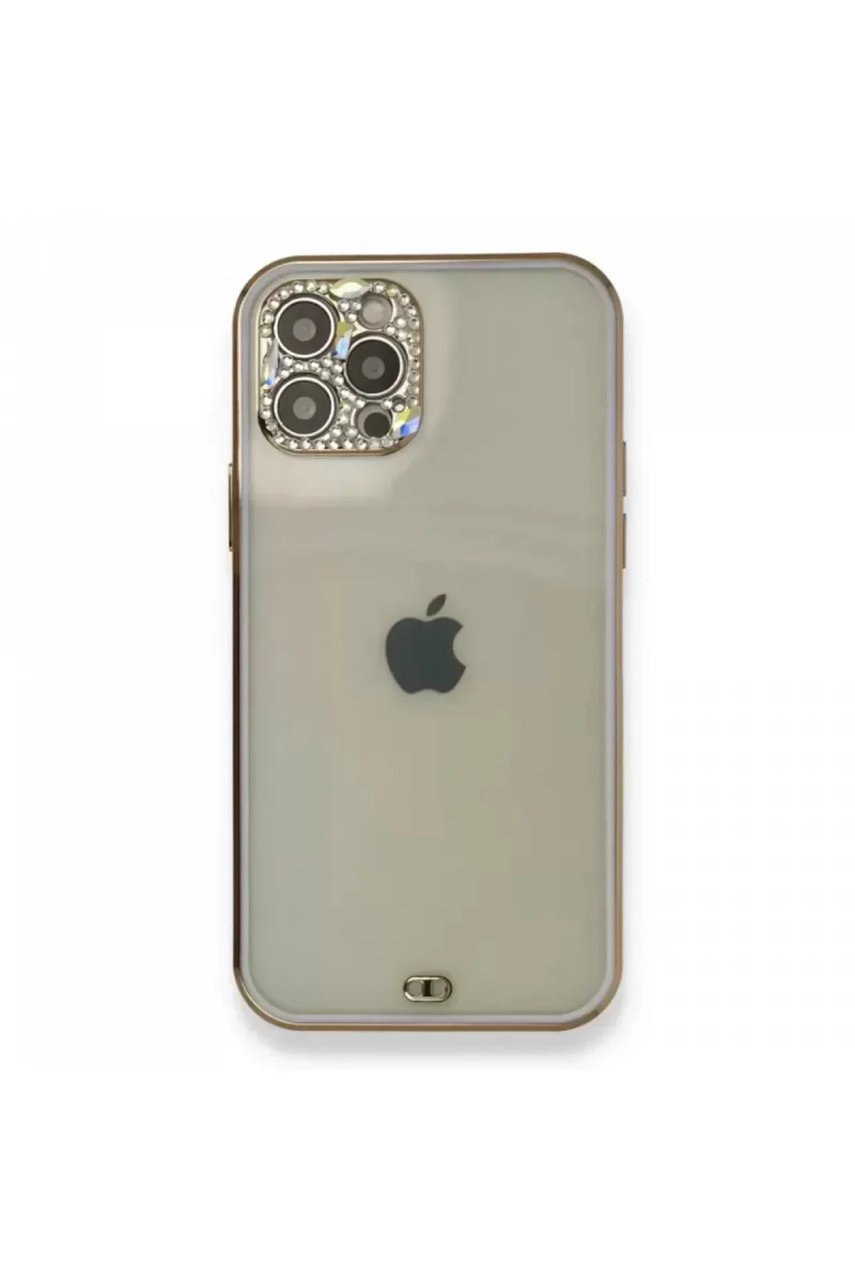 Newface İphone 12 Pro Kılıf Liva Taşlı Silikon - Mor