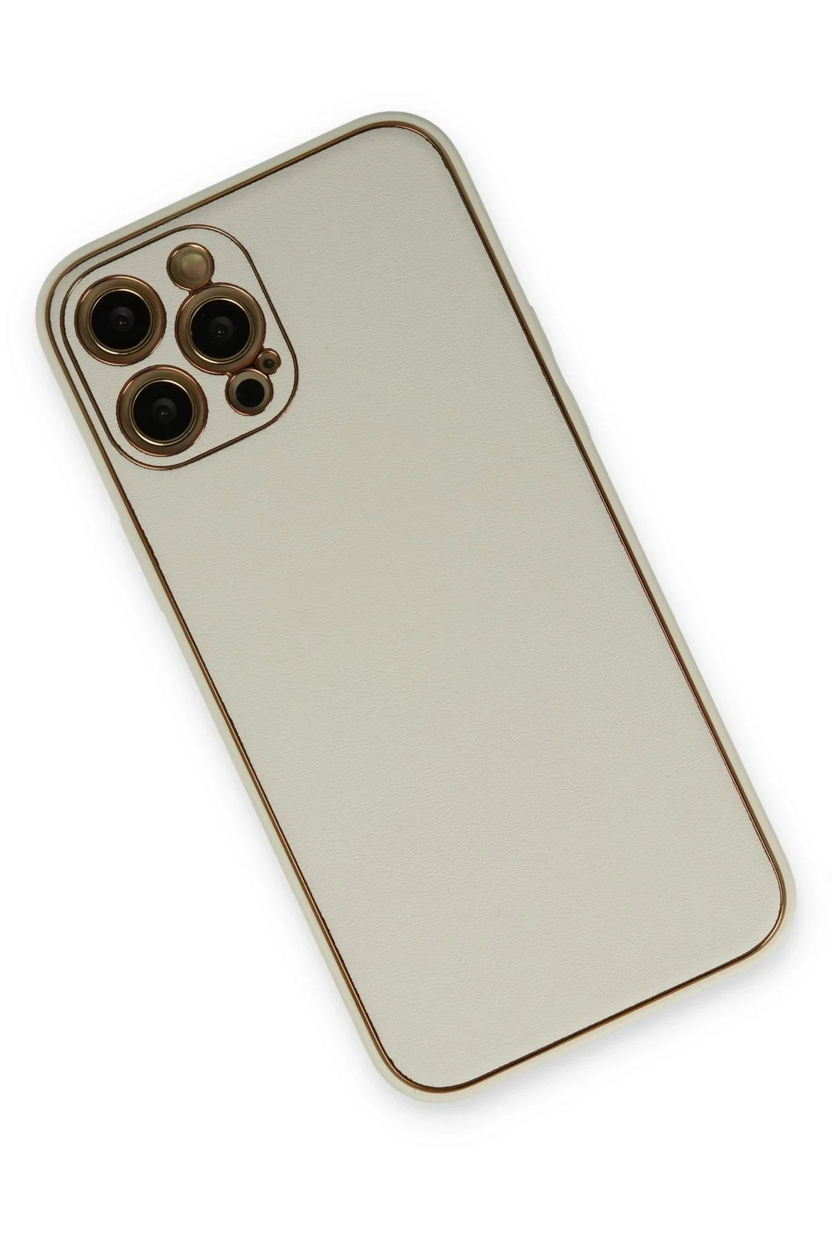 Newface İphone 12 Pro Kılıf Coco Deri Silikon Kapak - Beyaz