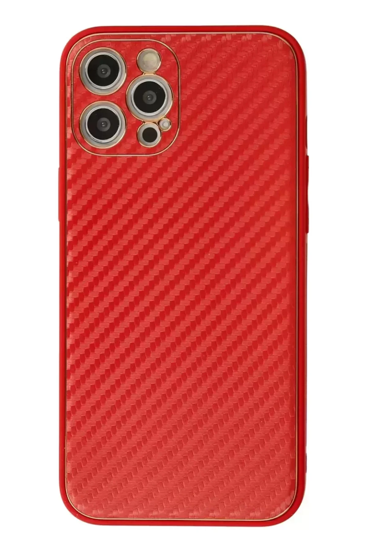 Newface İphone 12 Pro Max Kılıf Coco Karbon Silikon - Kırmızı