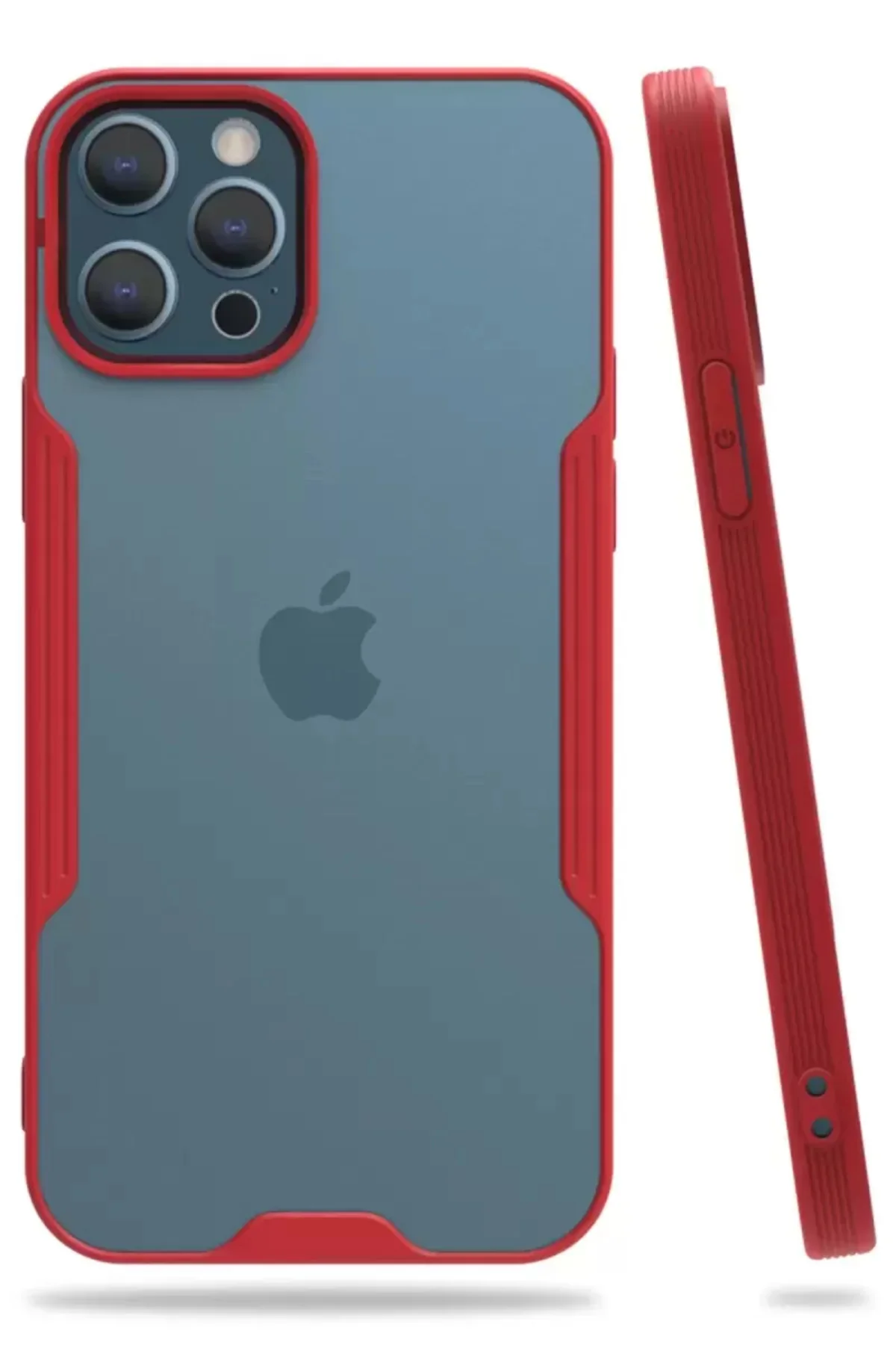 Newface İphone 12 Pro Max Kılıf Platin Silikon - Kırmızı