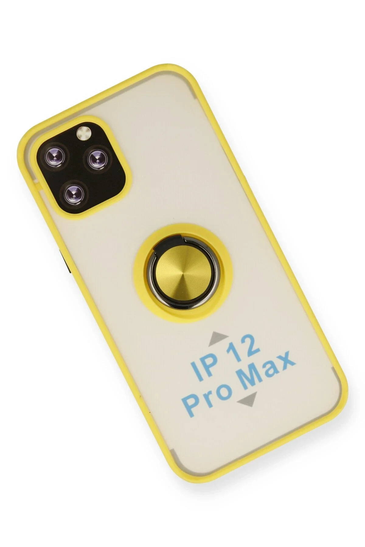 Newface İphone 12 Pro Kılıf Montreal Yüzüklü Silikon Kapak - Sarı