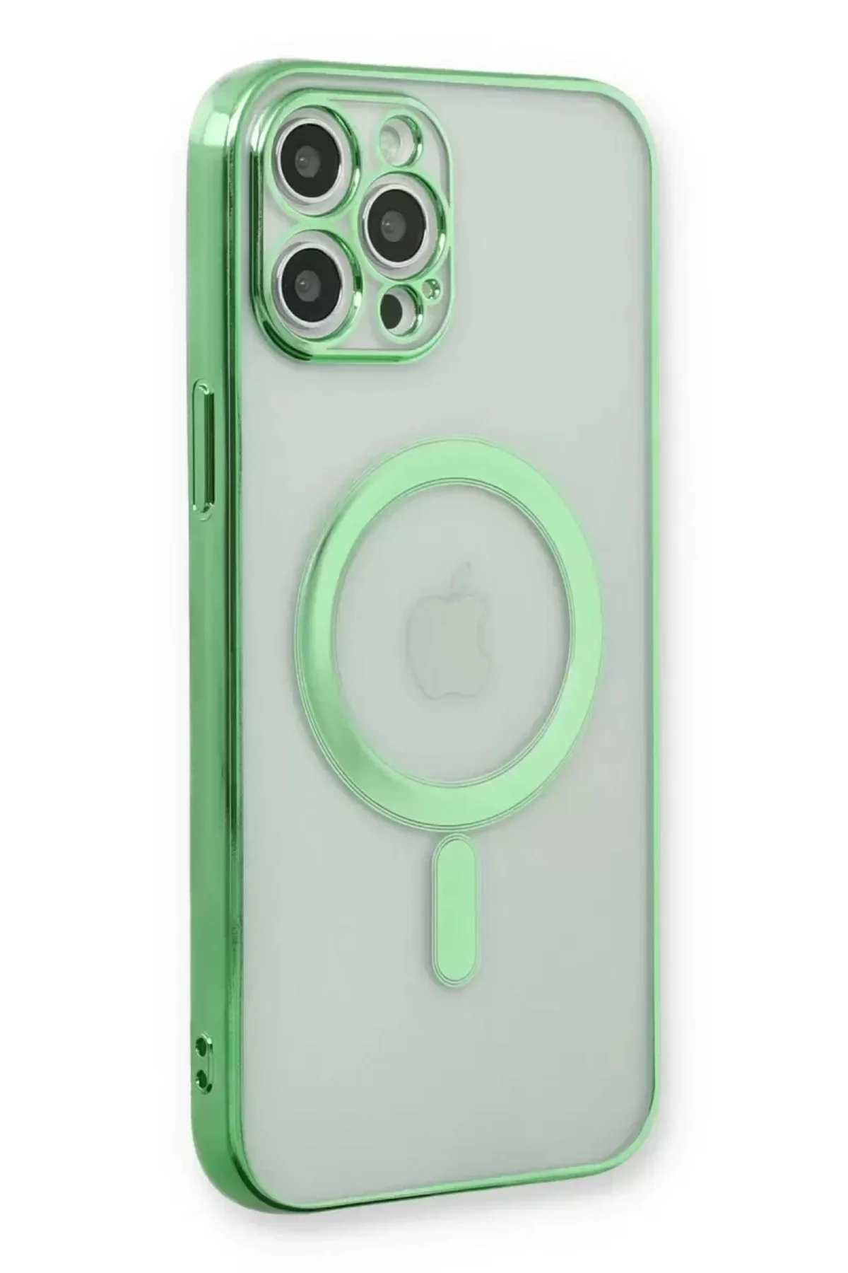 Newface İphone 12 Pro Kılıf Magneticsafe Lazer Silikon - Haki Yeşil