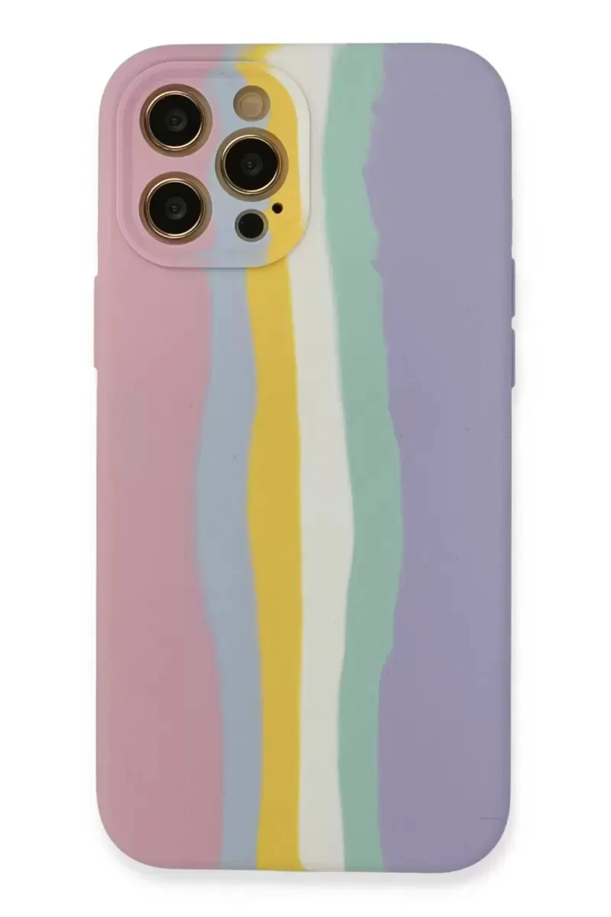 Newface İphone 12 Pro Max Kılıf Ebruli Lansman Silikon - Pembe-li