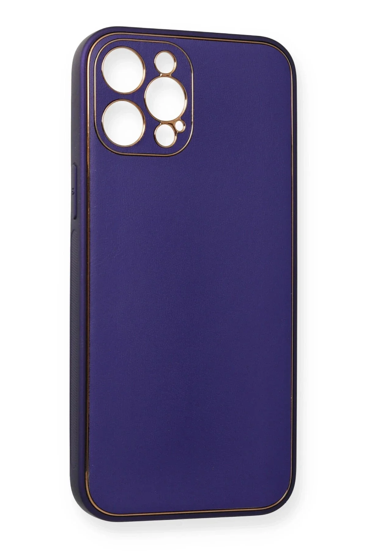 Newface İphone 12 Pro Kılıf Coco Deri Silikon Kapak - Mor