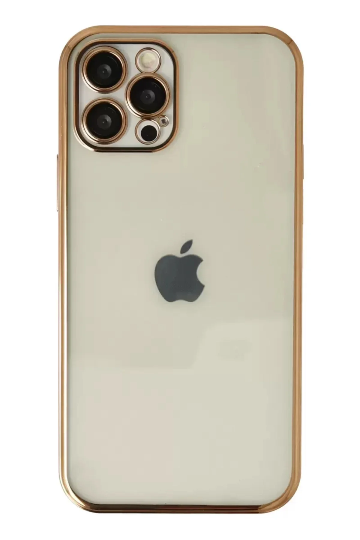 Newface İphone 12 Pro Max Kılıf Razer Lensli Silikon - Gold