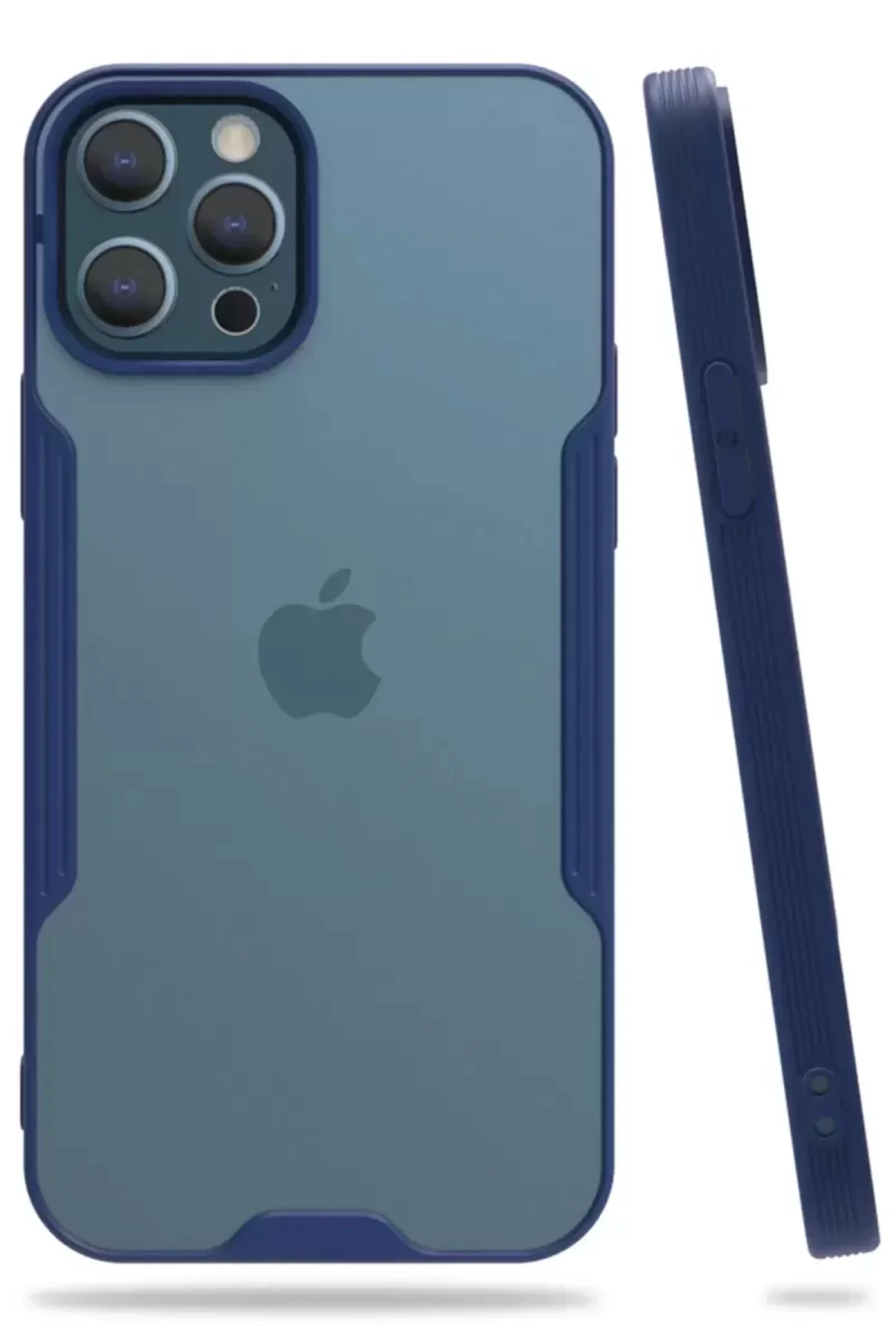 Newface İphone 12 Pro Max Kılıf Platin Silikon - Lacivert