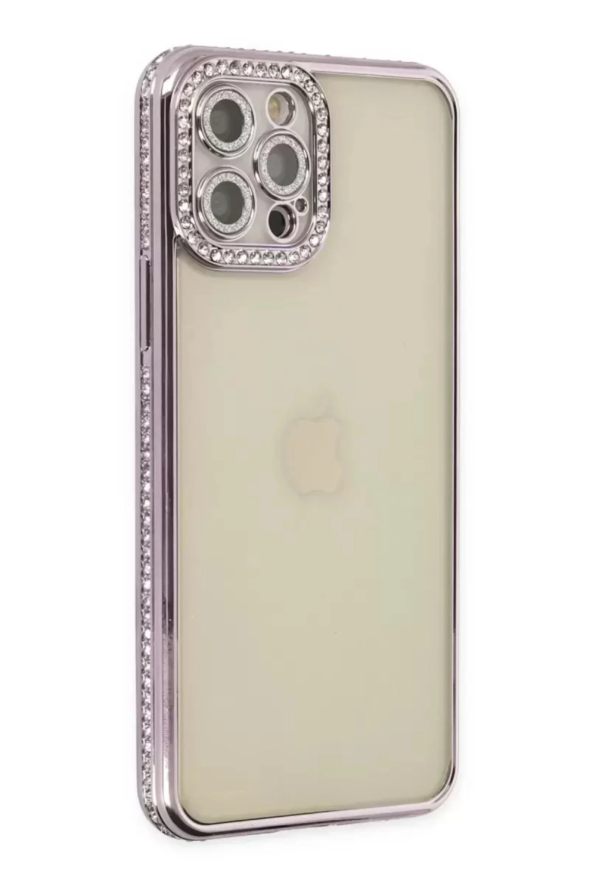 Newface İphone 12 Pro Kılıf Joke Taşlı Silikon - Mor