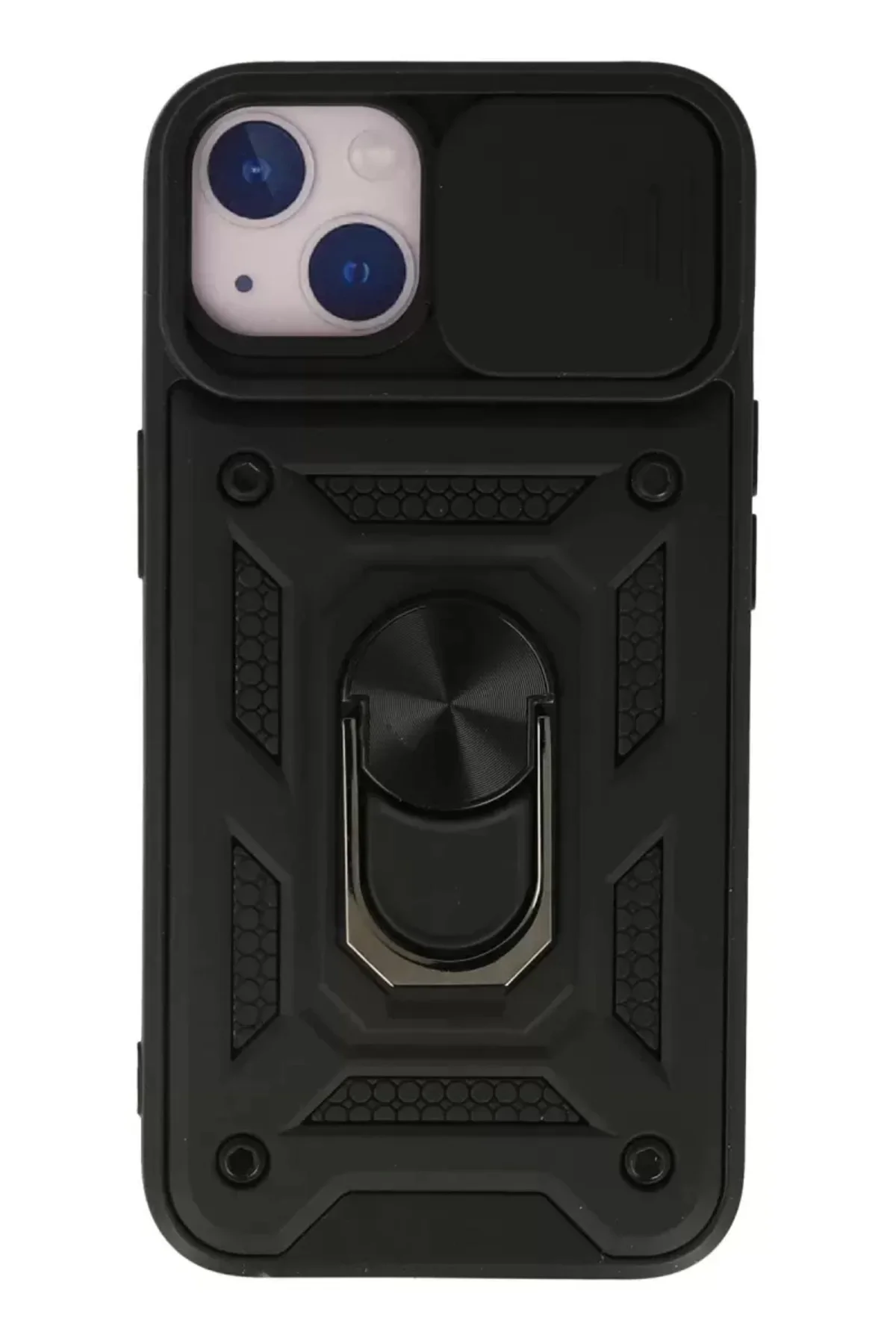 Newface İphone 13 Kılıf Pars Lens Yüzüklü Silikon - Siyah