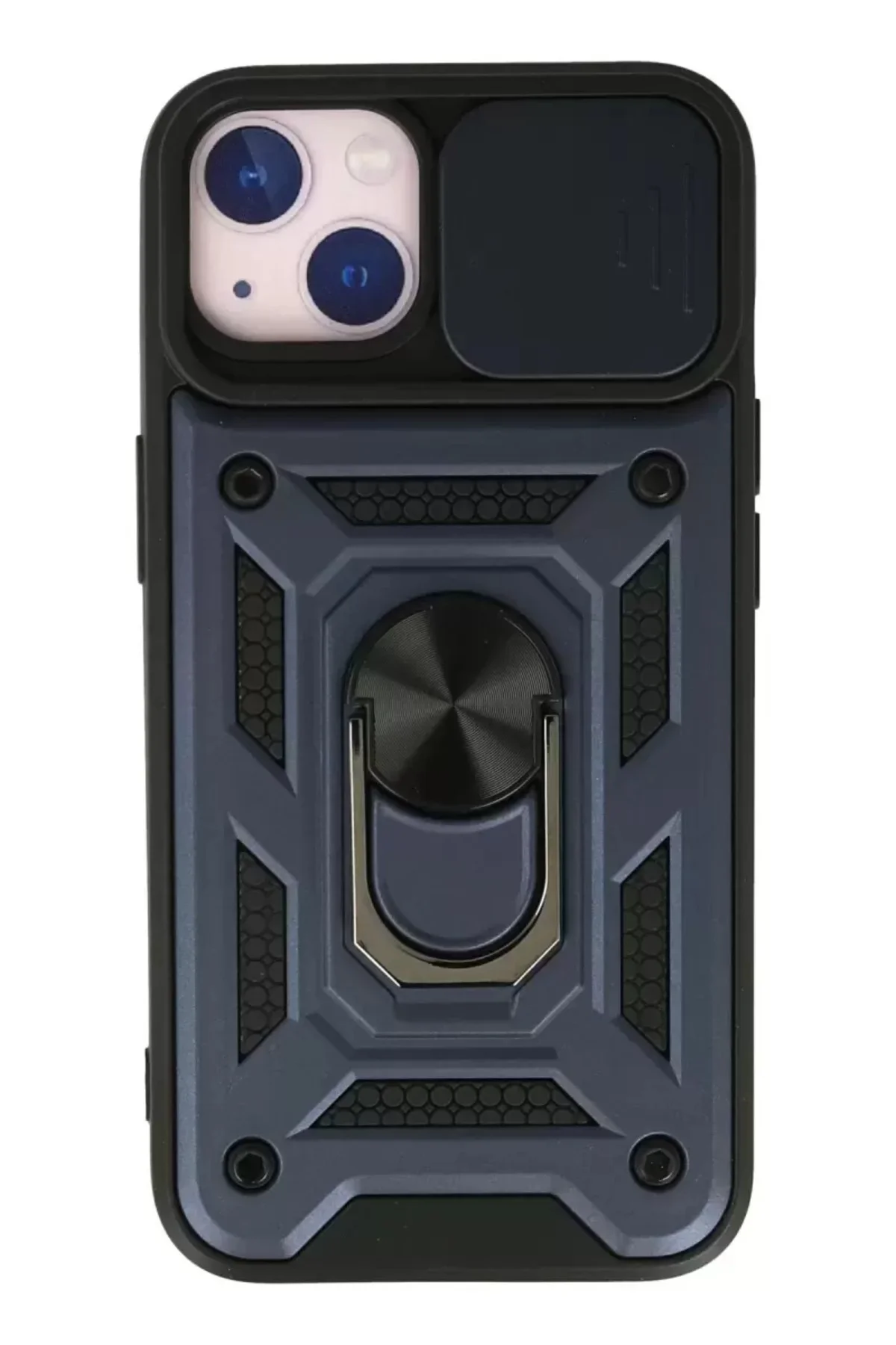 Newface İphone 13 Kılıf Pars Lens Yüzüklü Silikon - Lacivert