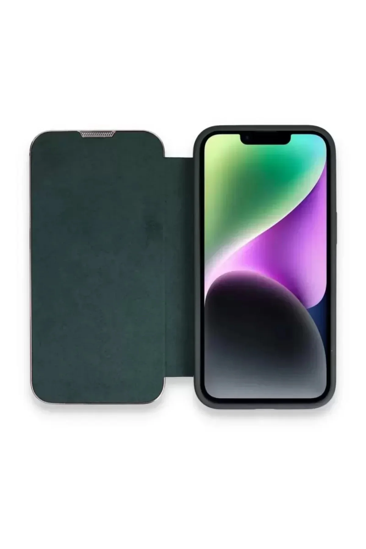 Newface İphone 13 Pro Max Kılıf Dolpin Kapaklı - Koyu Yeşil