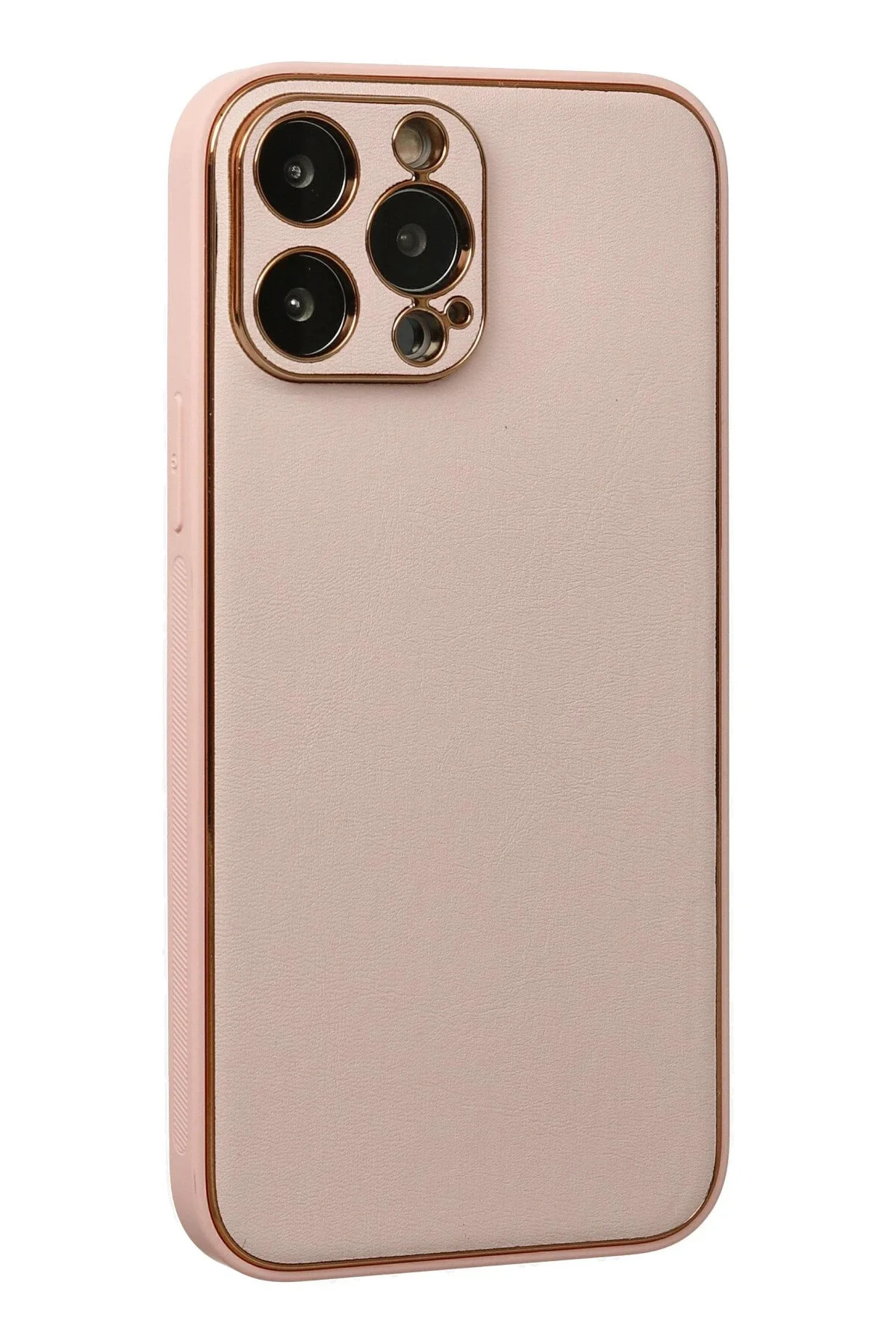 Newface İphone 13 Pro Max Kılıf Coco Deri Silikon Kapak - Pudra