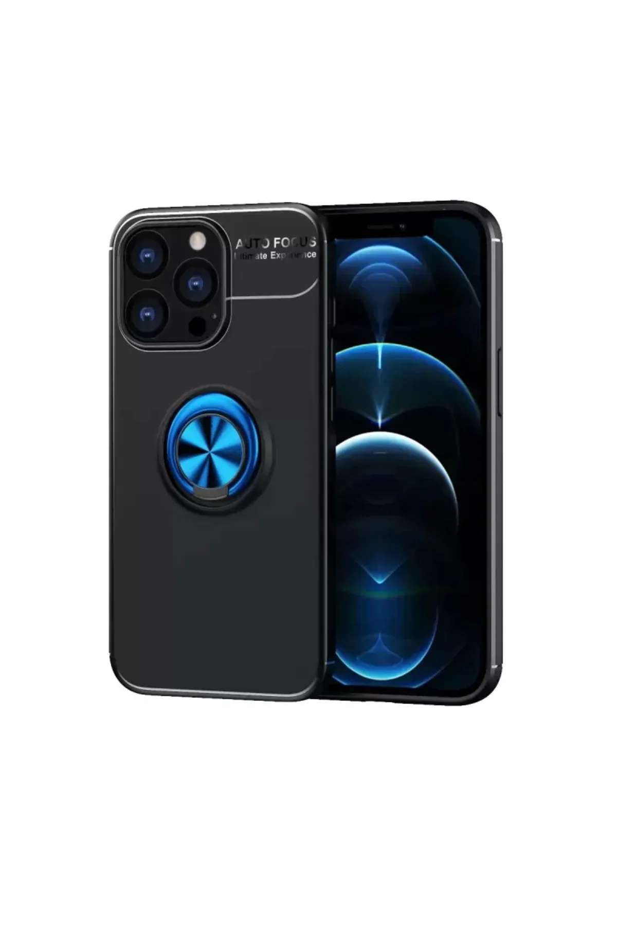 Newface İphone 13 Pro Max Kılıf Range Yüzüklü Silikon - Siyah-mav