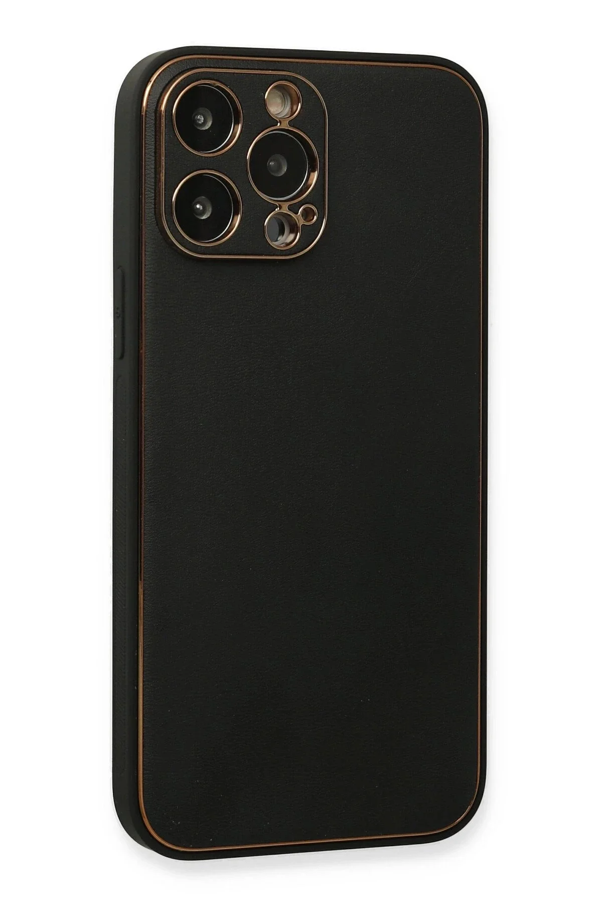 Newface İphone 13 Pro Max Kılıf Coco Deri Silikon Kapak - Siyah