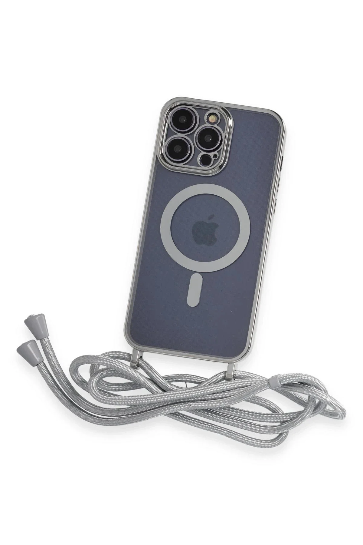 Newface İphone 13 Pro Max Kılıf Divo Lazer Askılı Magsafe Kapak - Gümüş