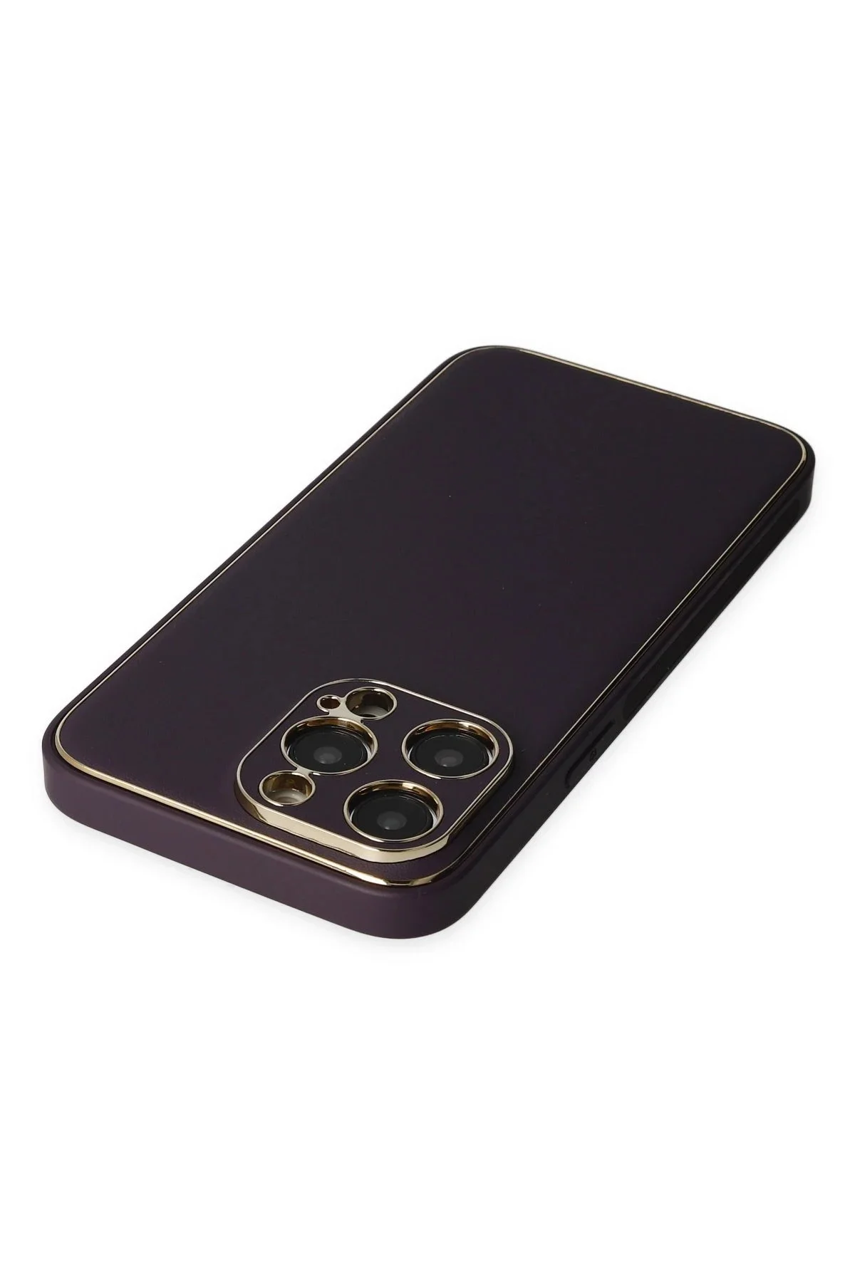 Newface İphone 13 Pro Max Kılıf Coco Deri Silikon Kapak - Derin Mor