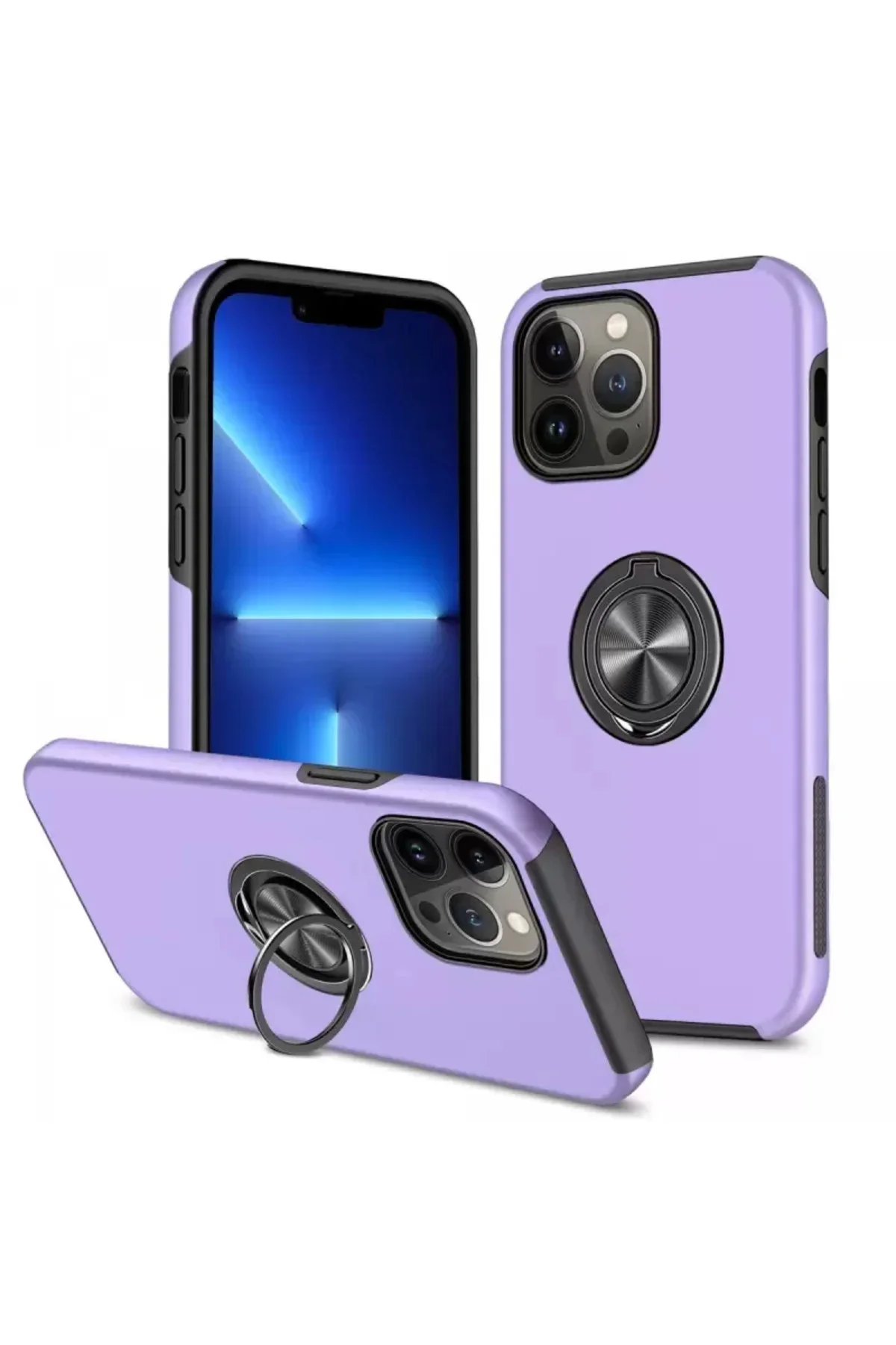 Newface İphone 13 Pro Kılıf Elit Yüzüklü Kapak - Mor