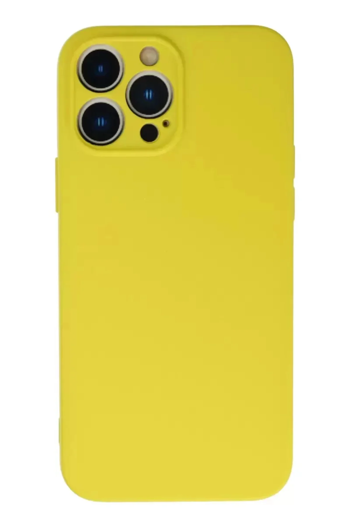 Newface İphone 13 Pro Max Kılıf Nano İçi Kadife Silikon - Sarı