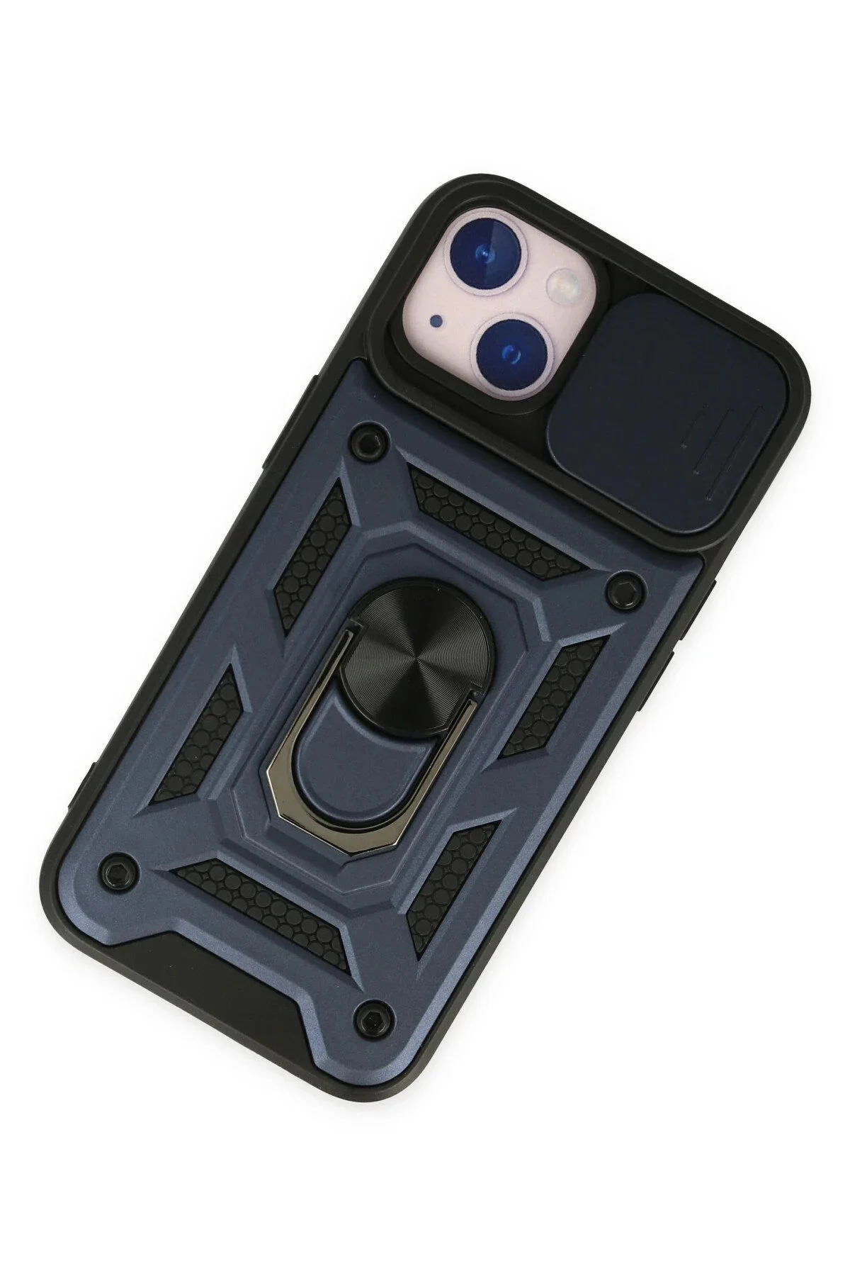 Newface İphone 14 Kılıf Pars Lens Yüzüklü Silikon - Lacivert