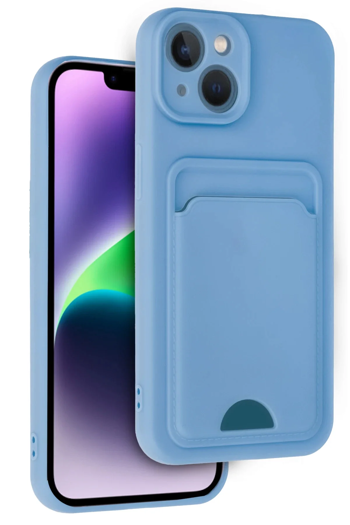 Newface İphone 14 Kılıf Kelvin Kartvizitli Silikon - Mavi